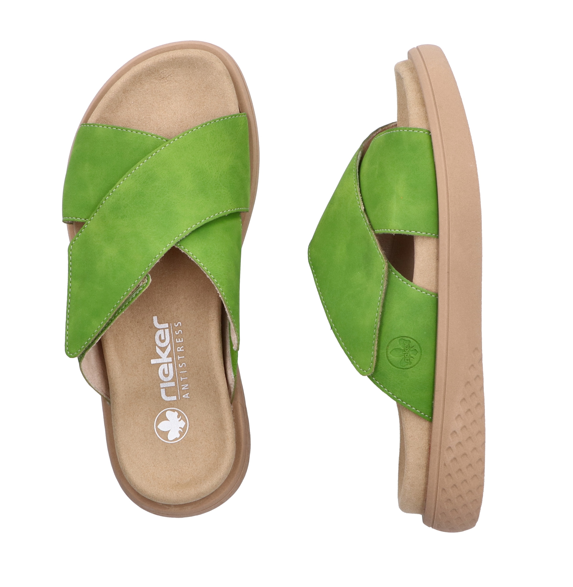 Rieker Pantolette, Sommerschuh, Strandschuh, Hausschuh, Schlappen mit bequemem Fußbett