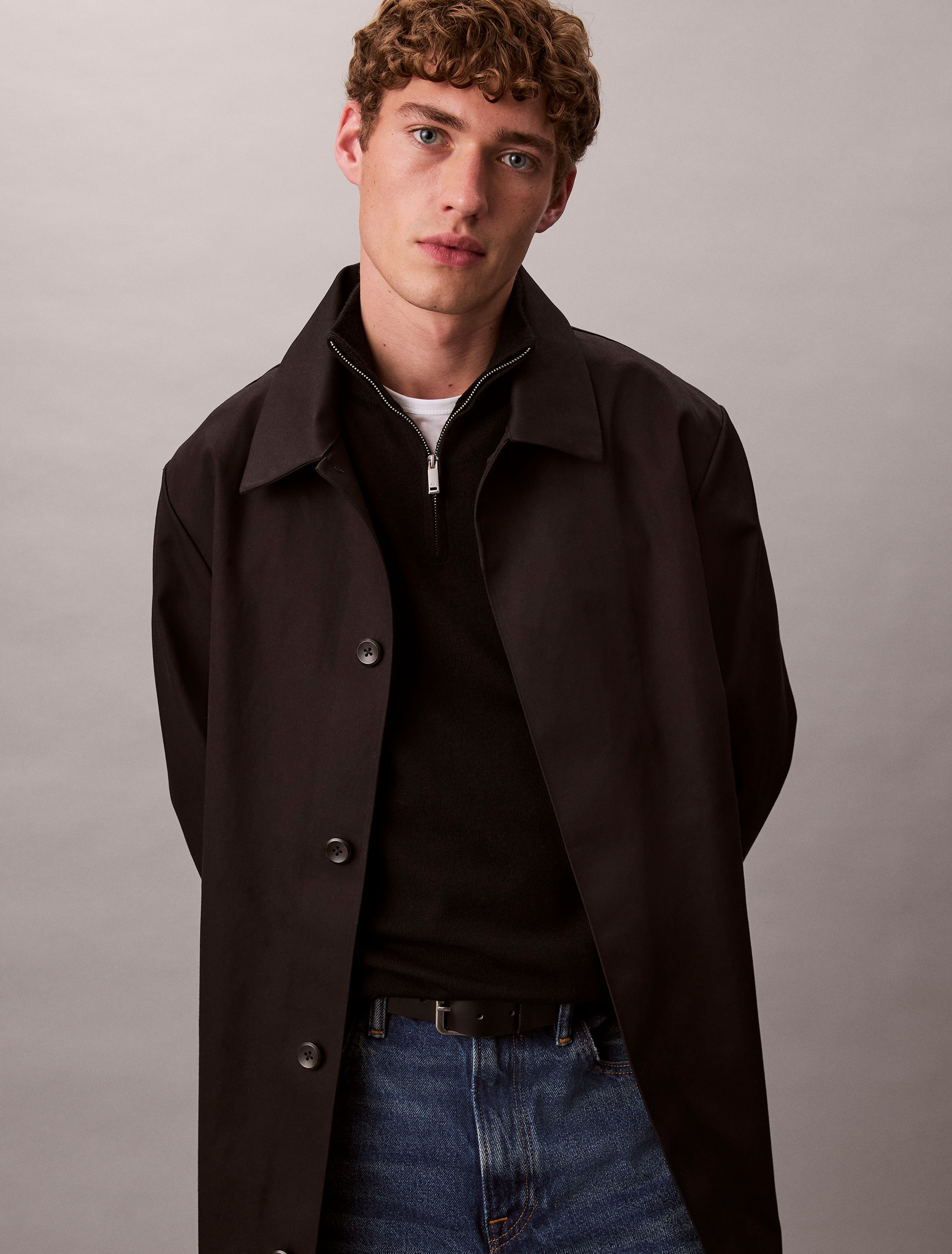 Calvin Klein Stehkragenpullover »LS 100% MERINO QZ 14GG« Mit Rundhalsausschnitt, regular fit