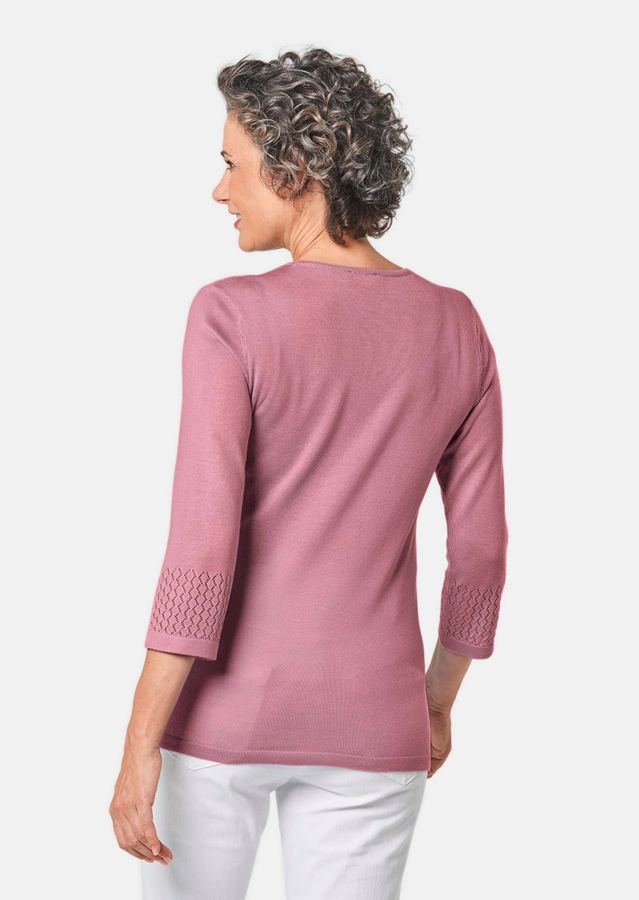 GOLDNER Rundhalspullover »Pullover mit schönem Ajourmuster«
