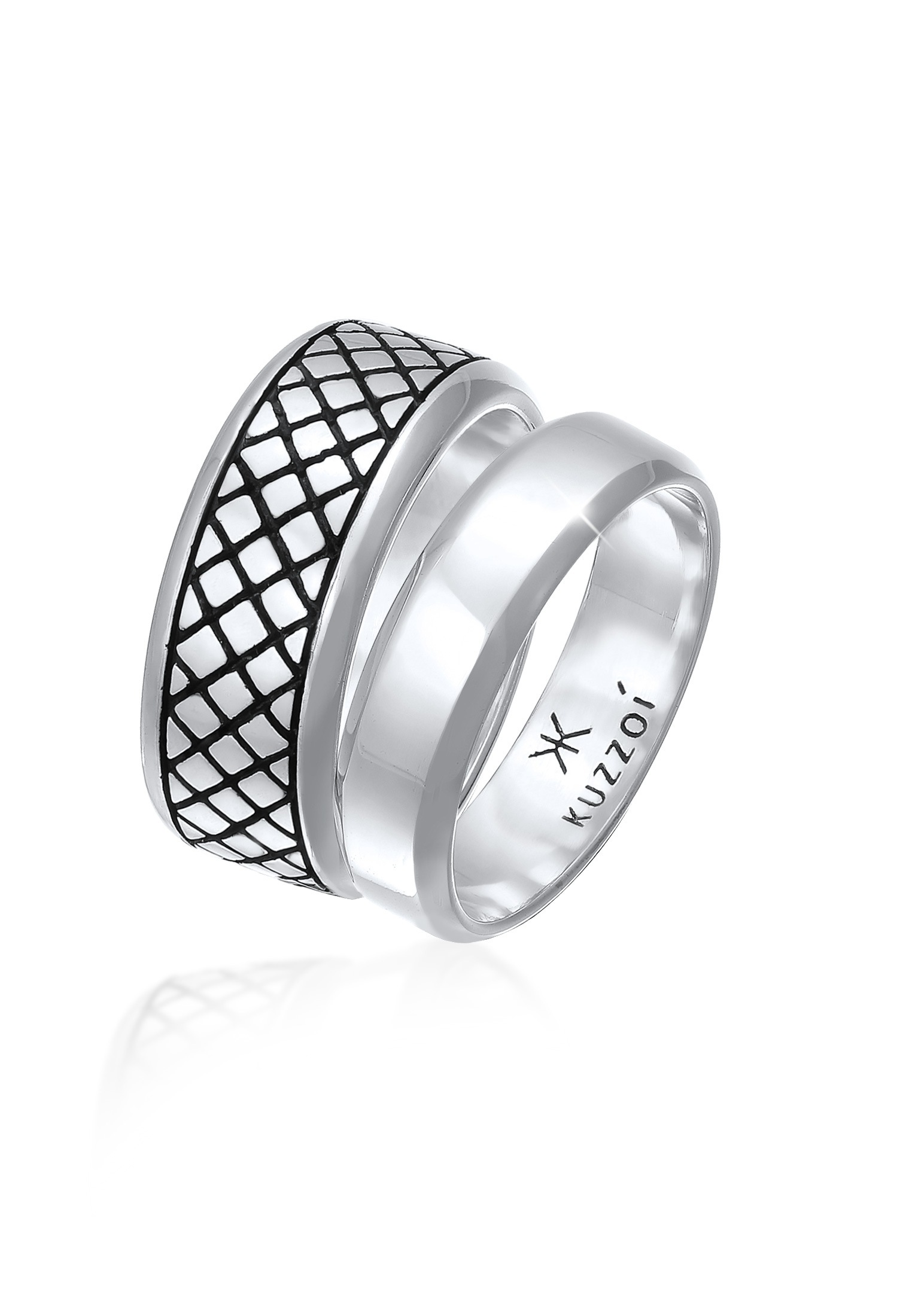 Kuzzoi Ring-Set »Ring Herren Bandring Basic 2er Set 925 Silber«