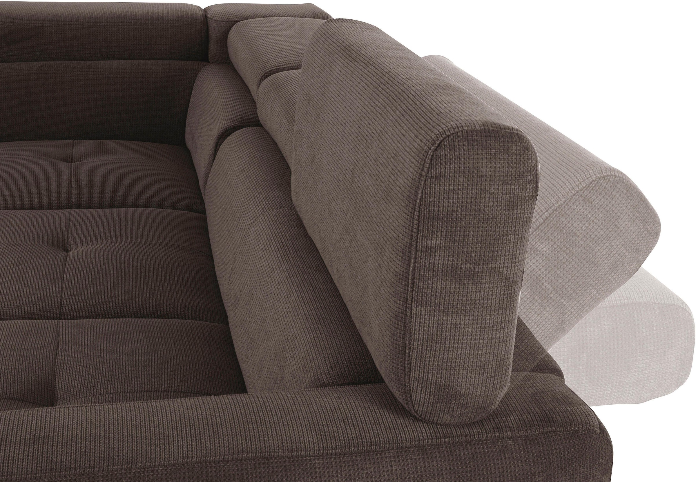 COTTA Ecksofa »Sammy L-Form« mit Kopfteilverstellung, wahlweise mit Bettfunktion & Bettkasten