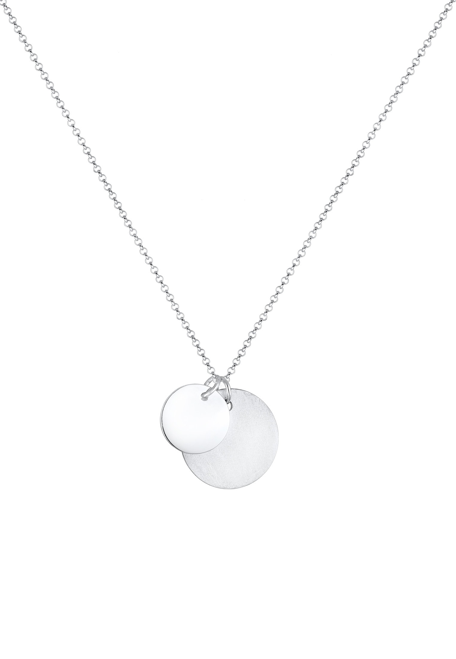 Elli Lange Kette »Halskette Duo Erbskette Plättchen Kreis Brushed 925 Silber«