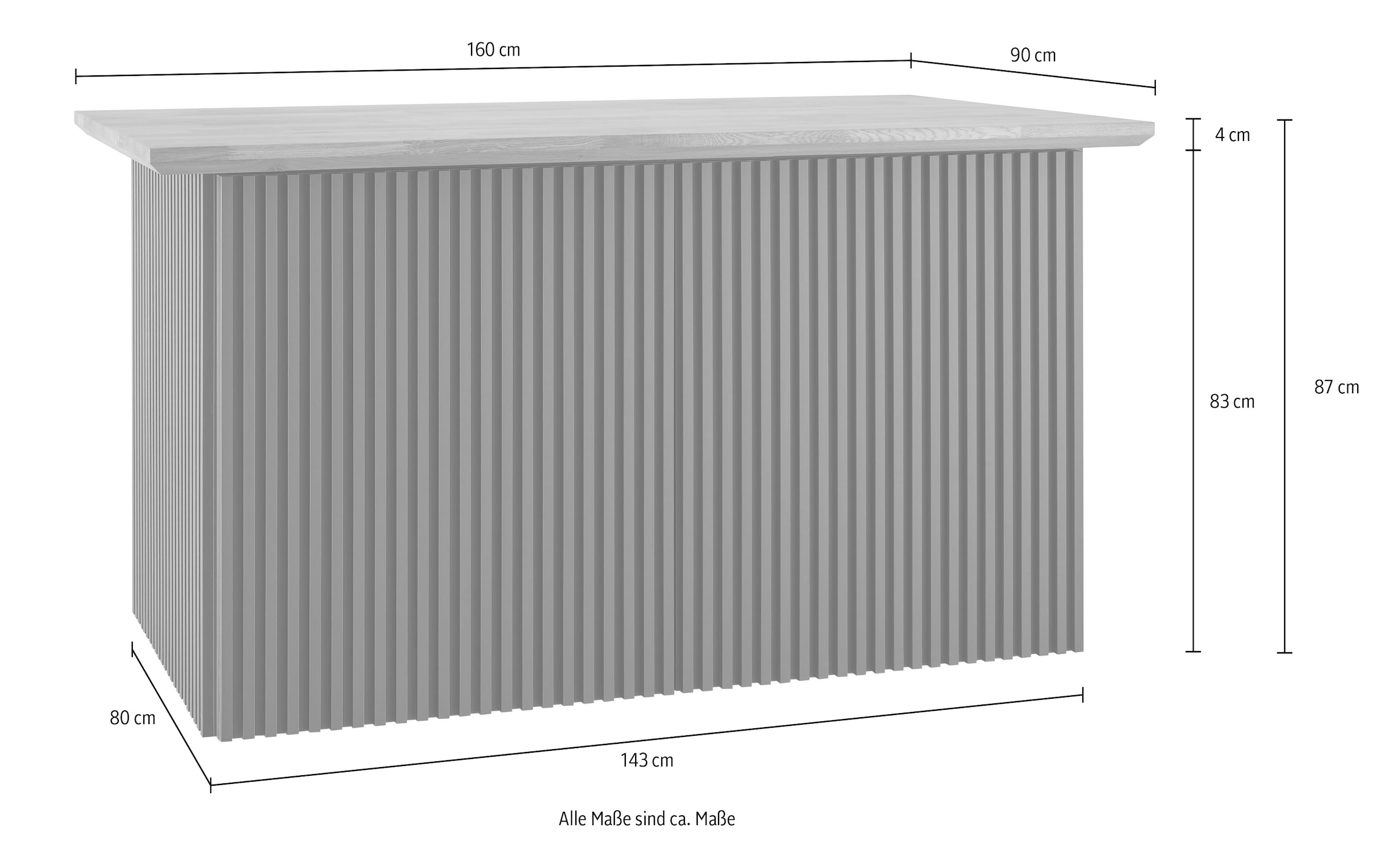 BASIC by Balculina Kücheninsel »Sandella B/H/T 160x87x90 cm« Breite 160 cm, Arbeitsplatte eiche massiv