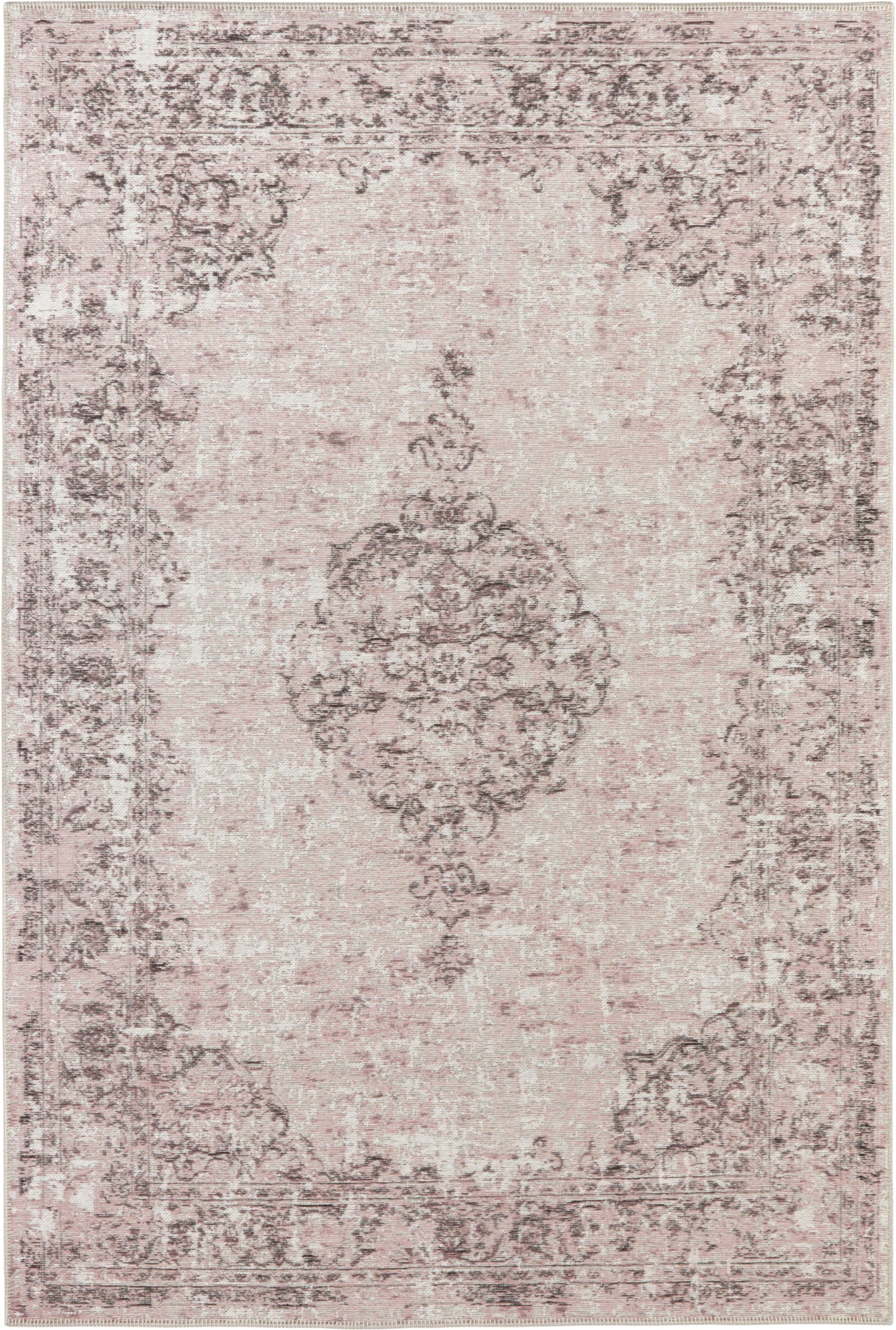ELLE DECORATION Teppich »Vertou«, rechteckig, 4 mm Höhe, Flachgewebe, Vintage Design, Used Look, Wohnzimmer, Schlafzimmer, Robust, Pflegeleicht, Hochwertiger Materialmix