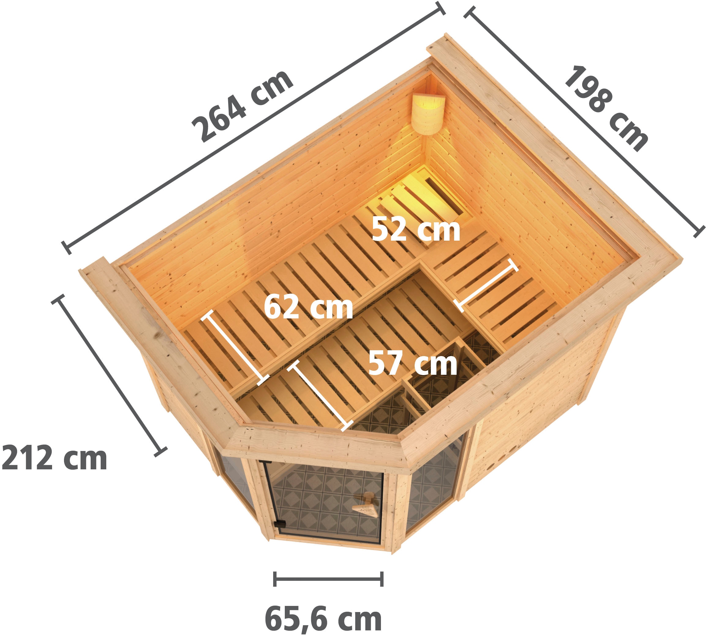 Karibu Sauna »Sina 3« Set,  Ofen 9 kW Bio externe Strg easy