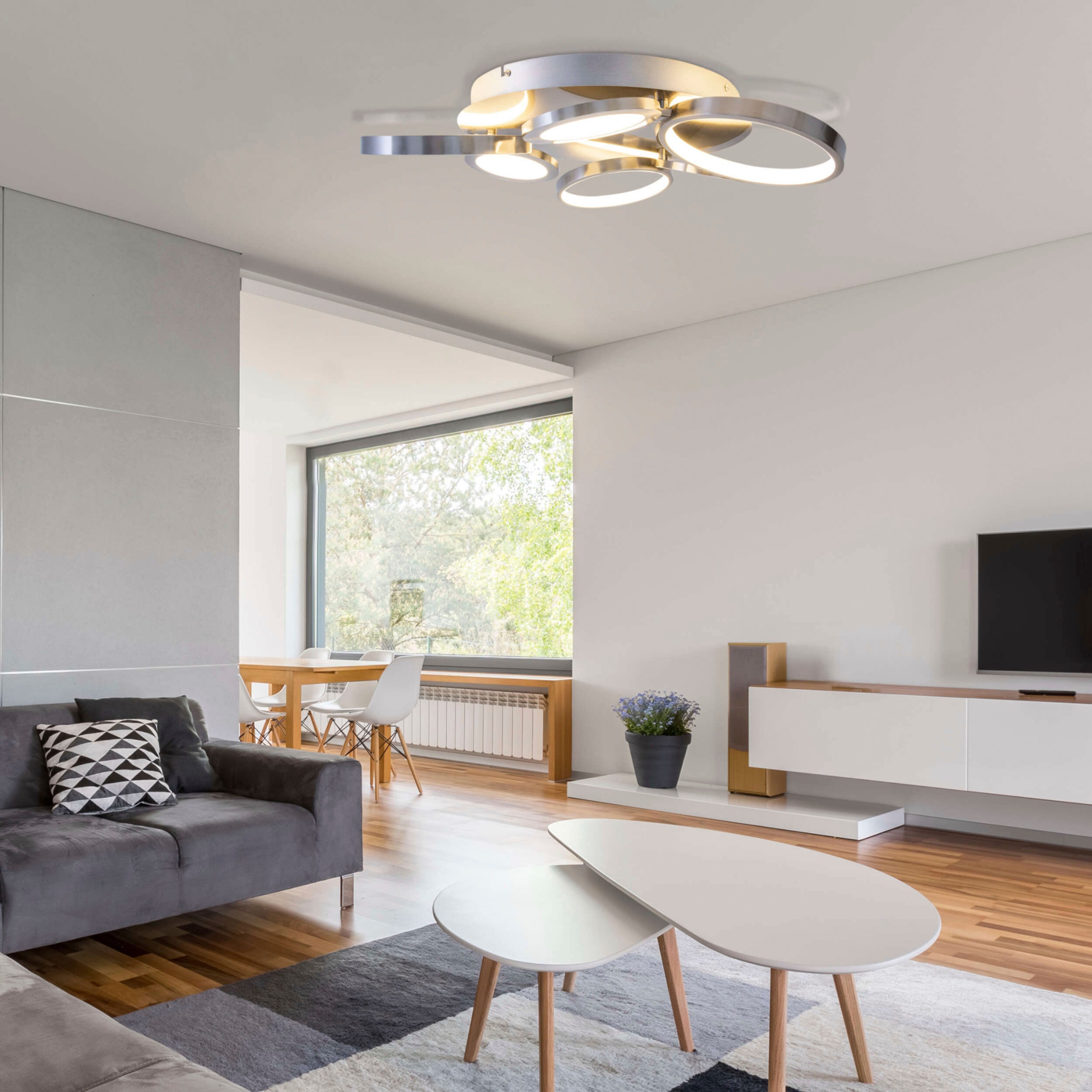 näve LED Deckenleuchte »Stelari«, 1 flammig, 3 Stufen dimmbar per Wandschalter, Diskusoptik, LED warmweiß, d: 56cm