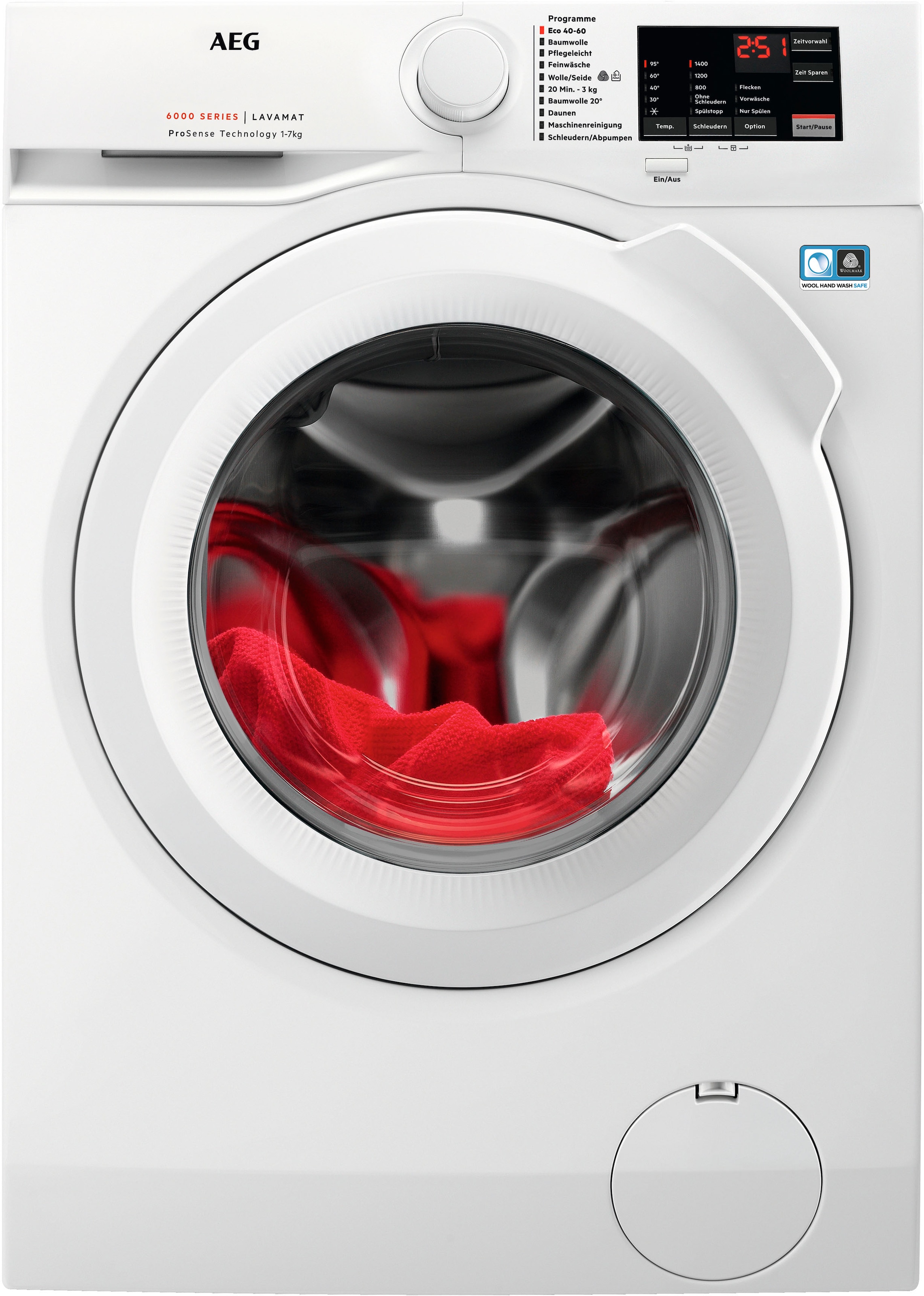 AEG Waschmaschine Serie 6000 »L6FBG51470«, 7 kg, 1400 U/min, ProSense Mengenautomatik
