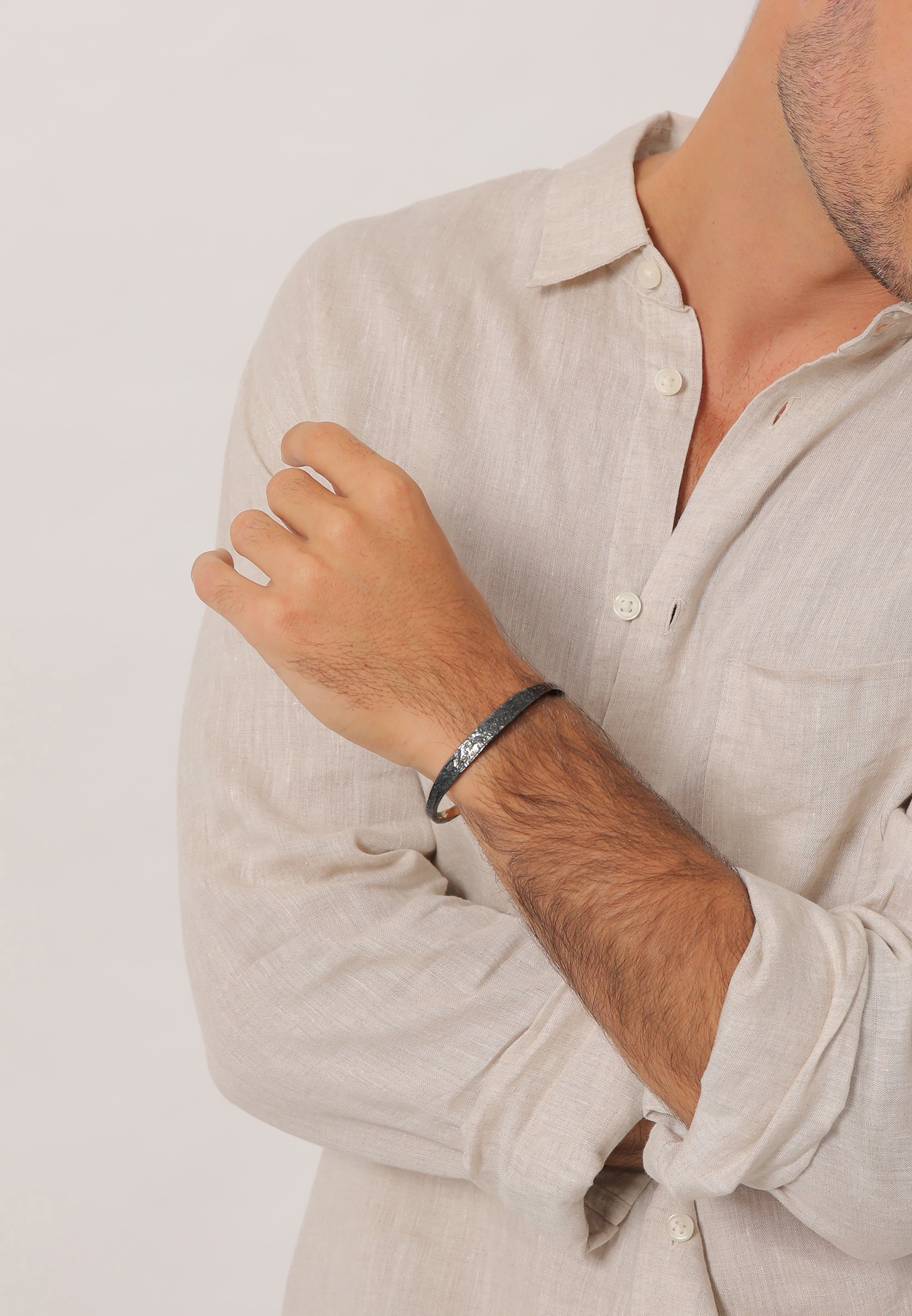 Kuzzoi Armreif »Armband Herren Armreif Handgefertigt Used Look 925 Silber«