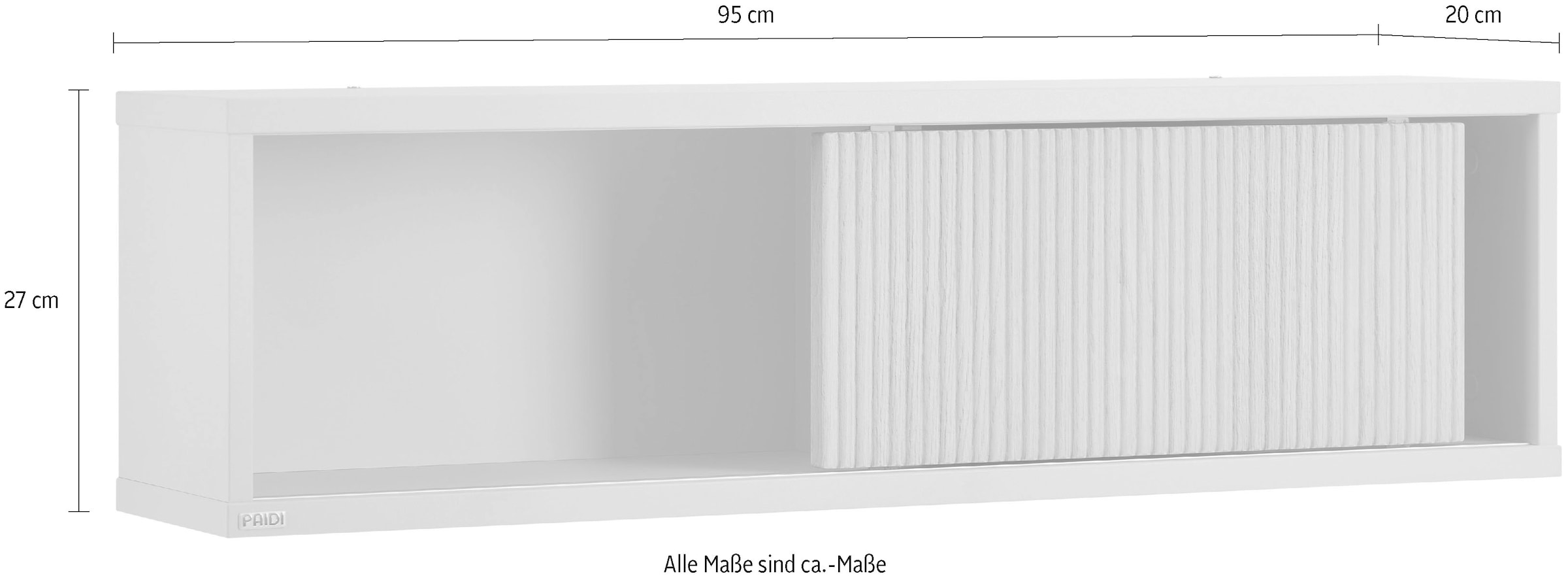 PAIDI Wandregal »JONTE in Beige mit Schiebetür & 2 Fächern« B/H/T ca. 94/27/20cm, Cashmere-Beige/Light Oak,  Hängeregal, 20 Kg Tragkraft, Wandboard
