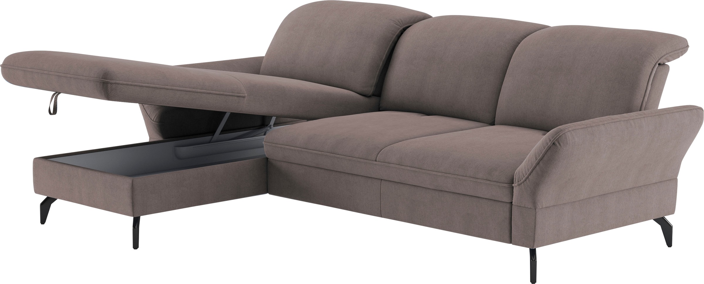 sit&more Ecksofa »Leandro L-Form«, Wahlweise mit Bett-, Kopfteil - und Armlehnfunktion, sowie Bettkasten