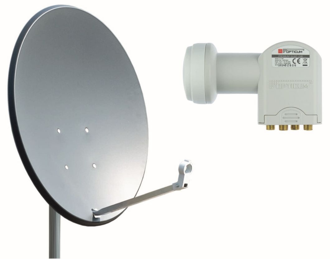 X80 Stahl mit Quad LNB Sat Anlage Sat-Spiegel