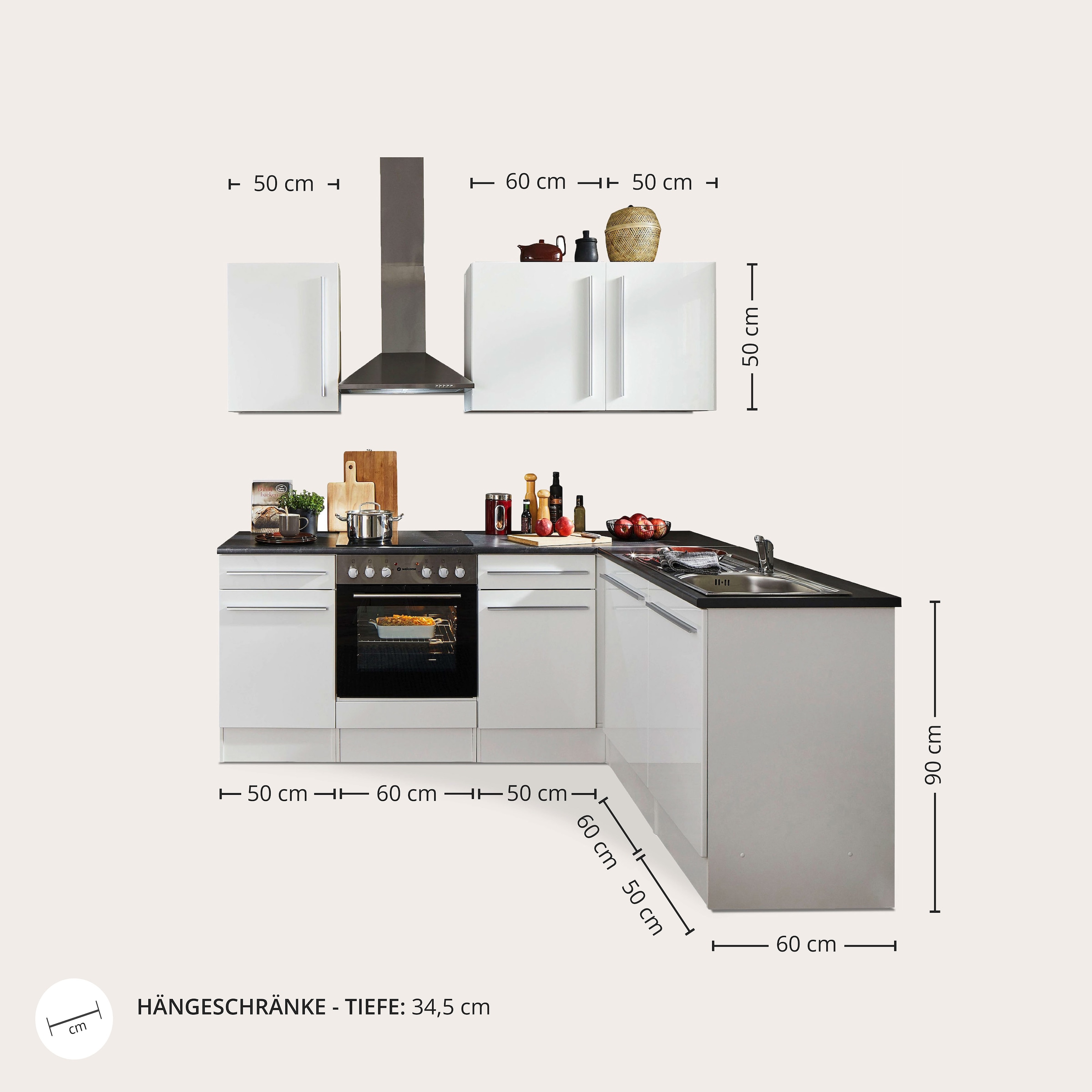 BASIC by Balculina Winkelküche »Jazz«, Stellbreite 220x175 cm, wahlweise mit E-Geräten