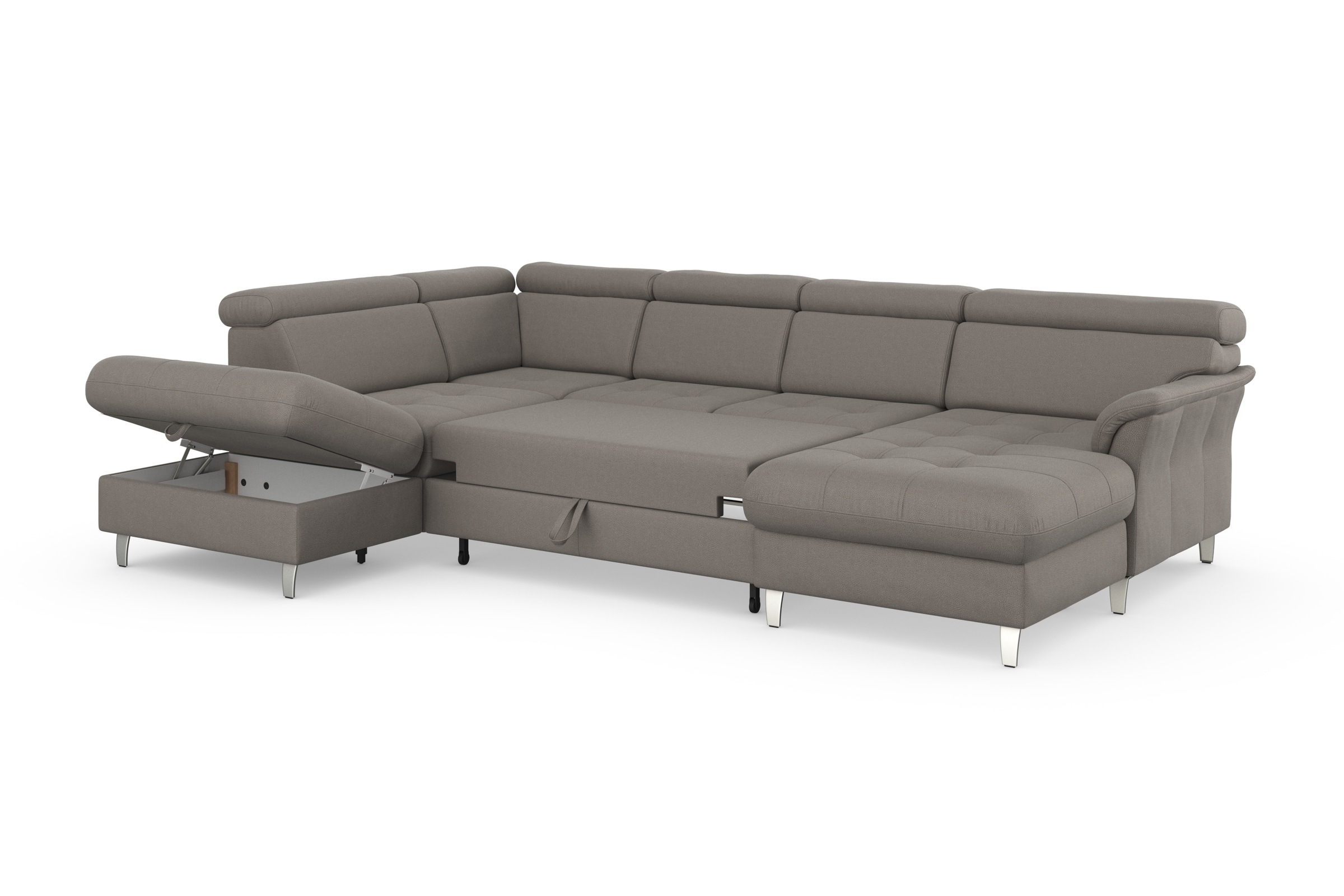 sit&more Wohnlandschaft »Marano U-Form«, inklusive Kopfteilverstellung, wahlweise mit Bettfunktion, Bettkasten