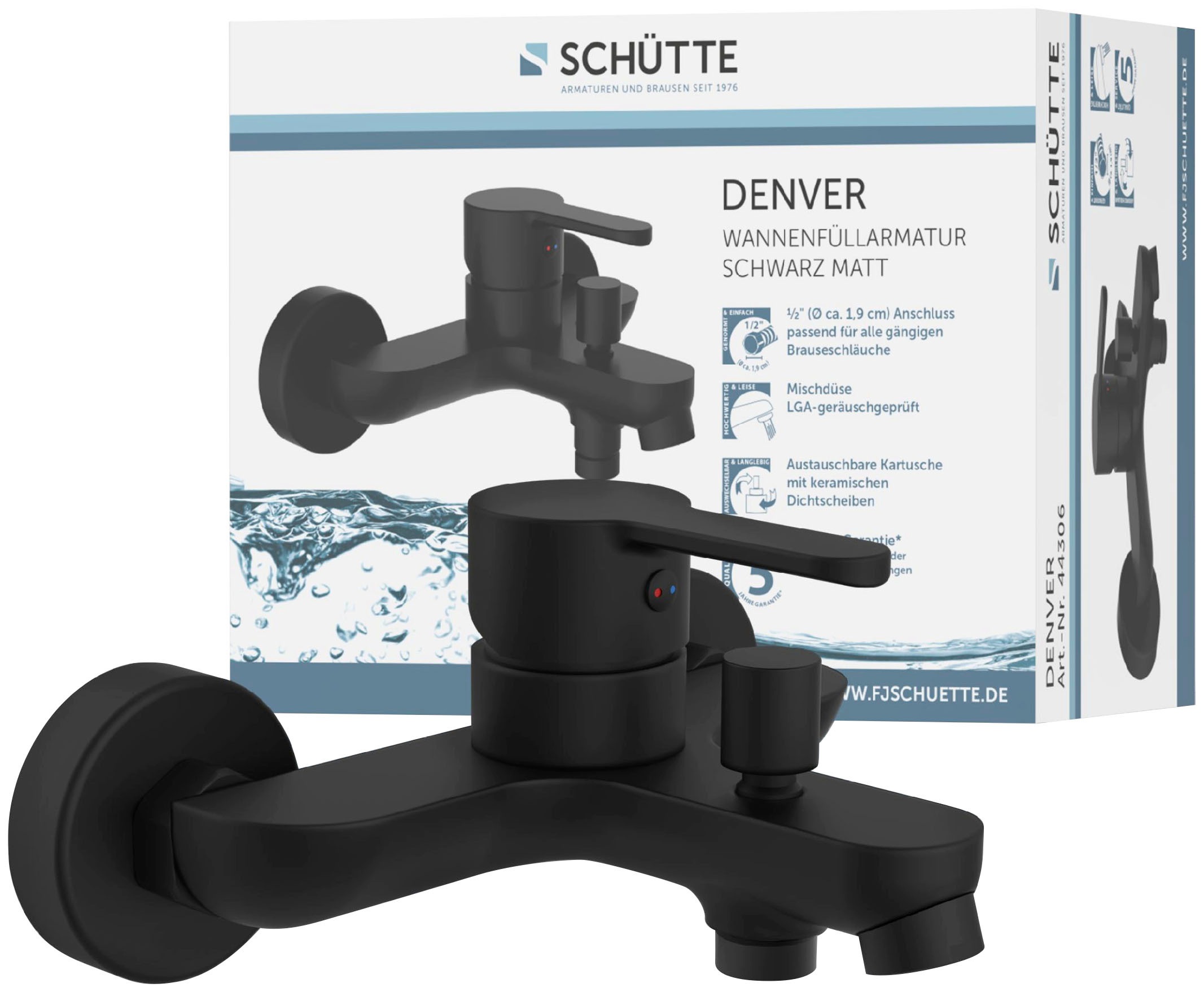 Schütte Badarmatur »3-teilige Serie DENVER« Set,  geräuscharm, Marken-Mischdüse