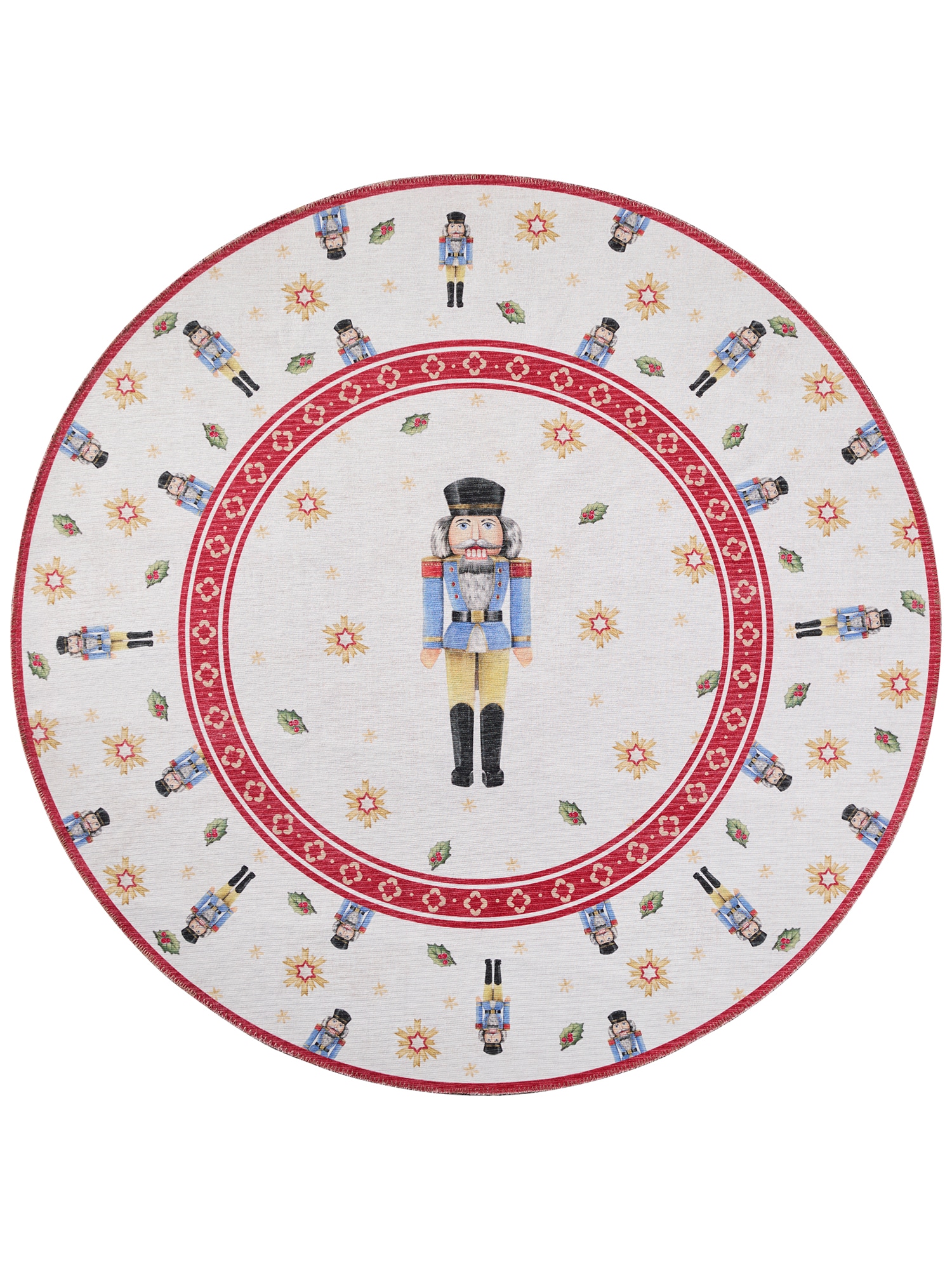 Villeroy & Boch Teppich »Toy's Delight Limited Edition Nutcracker«, rund, 3 mm Höhe, Limited Edition, Weihnachten, Wohnzimmer, Baumrock, Waschbar, Rund