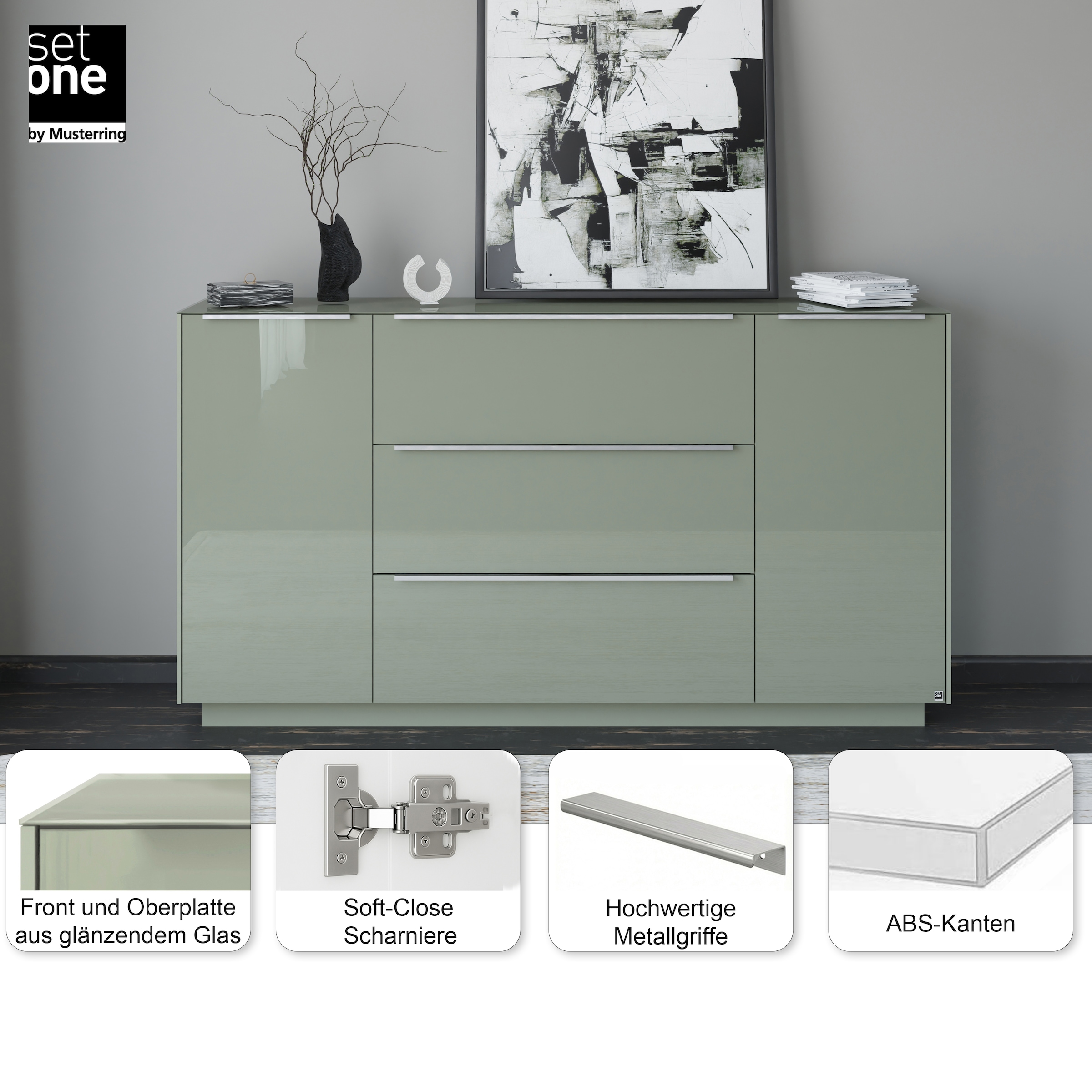 set one by Musterring Sideboard »Reno« 1 Stk. tlg. Mit Sockel in diversen Farben, 102 cm Höhe & Farbauswahl