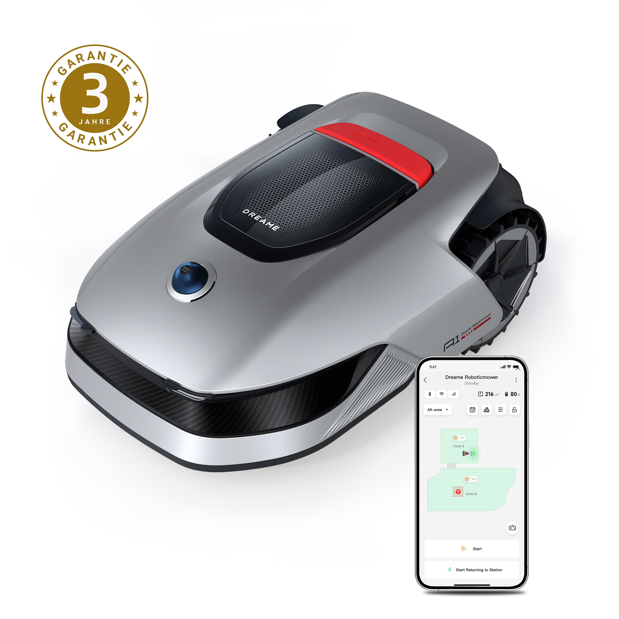 Dreame Rasenmähroboter »Mower A1« , benötigt kein Begrenzungskabel, erkennt Hindernisse automatisch in bunt