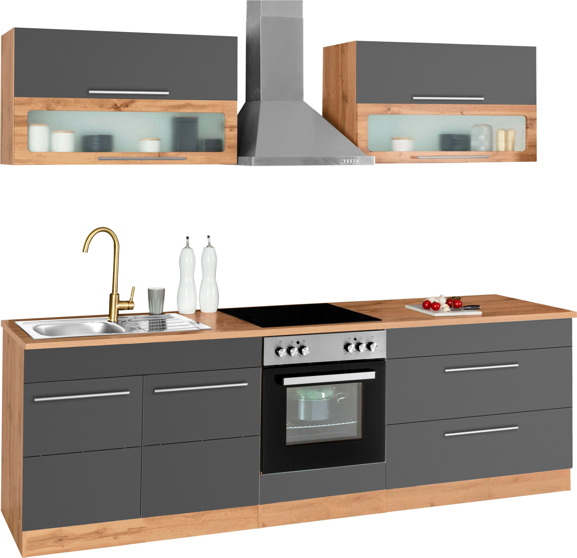 Kochstation Küchenzeile »KS-Wien«, Breite 260 cm, wahlweise mit E-Geräten
