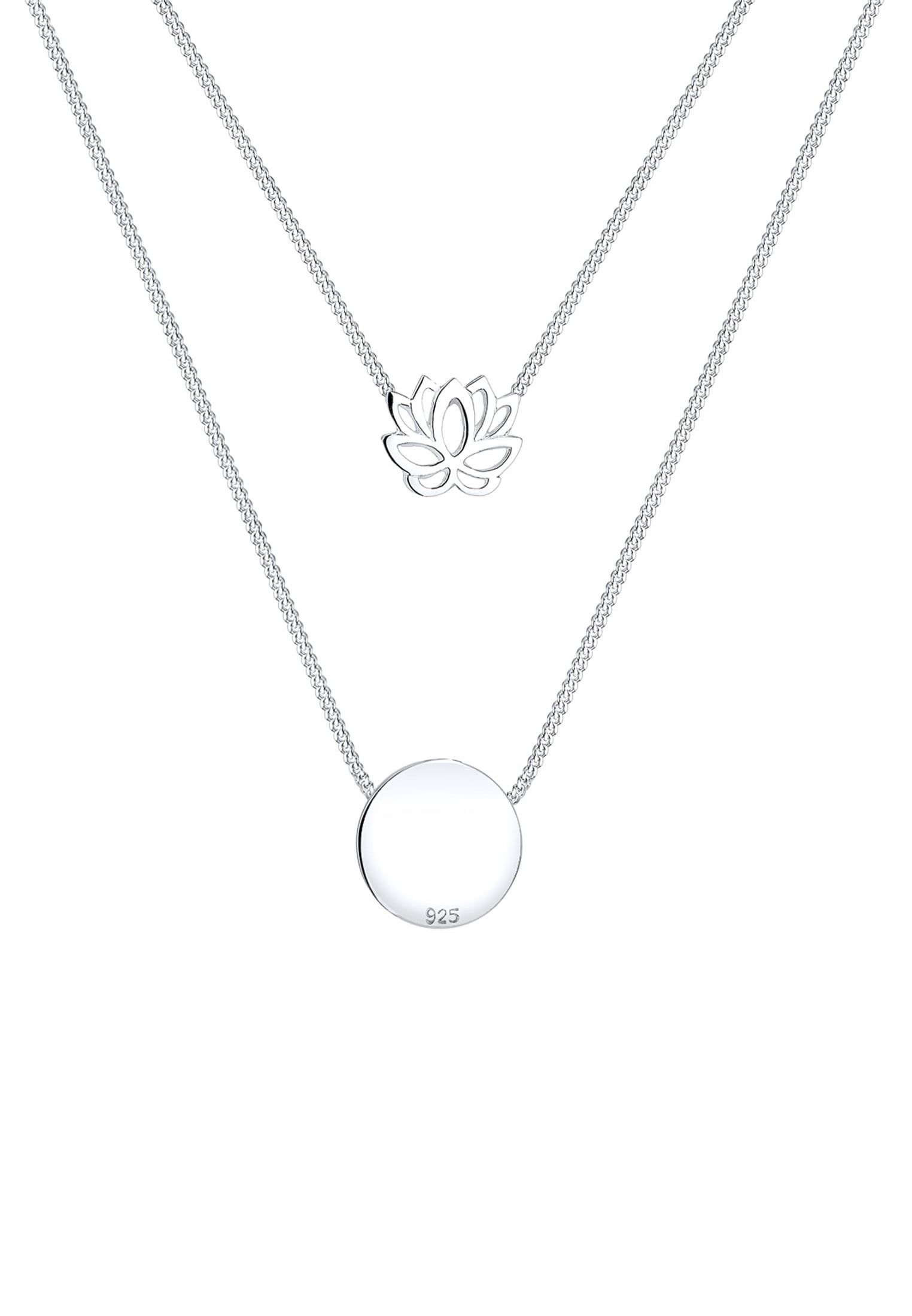 Elli Silberkette »Halskette Lotusblume Om Symbol Yoga Mantra Layer 925 Silber«