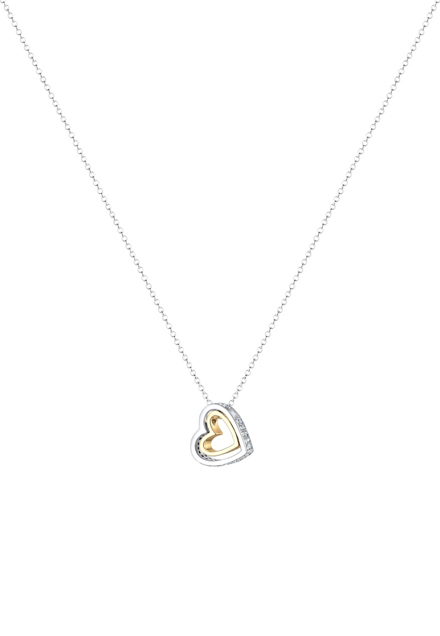 Elli Silberkette »Halskette Herz Weiß 925 Sterling Silber, mit Kristallen von Swarovski® Bicolor, mit Kristallen von Swarovski®«