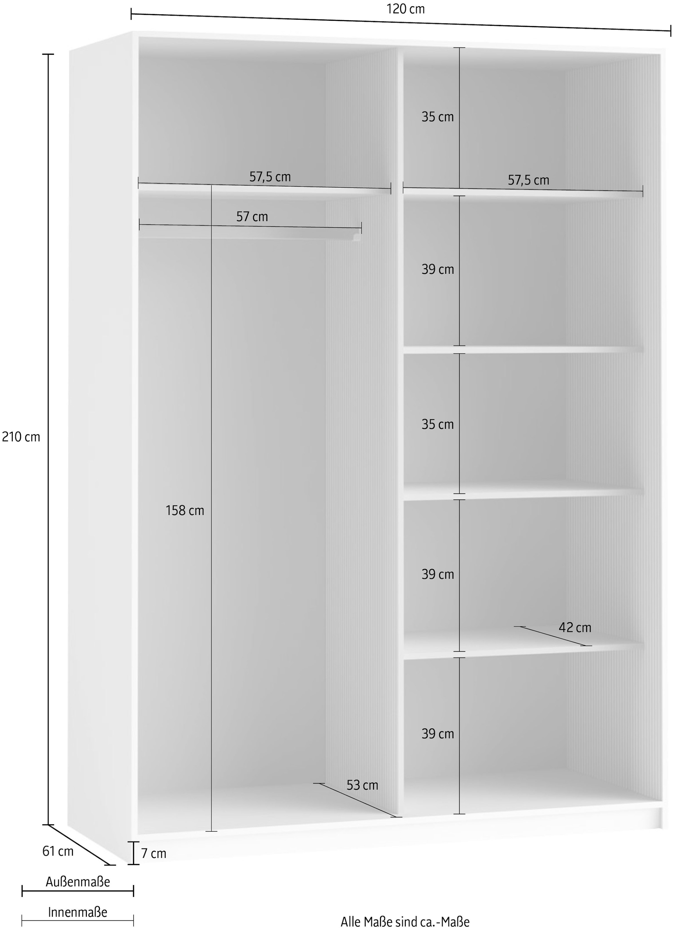 Helvetia Schwebetürenschrank Beta, mit Spiegelelement, inkl. 1 Kleiderstange und 5 Einlegeböden