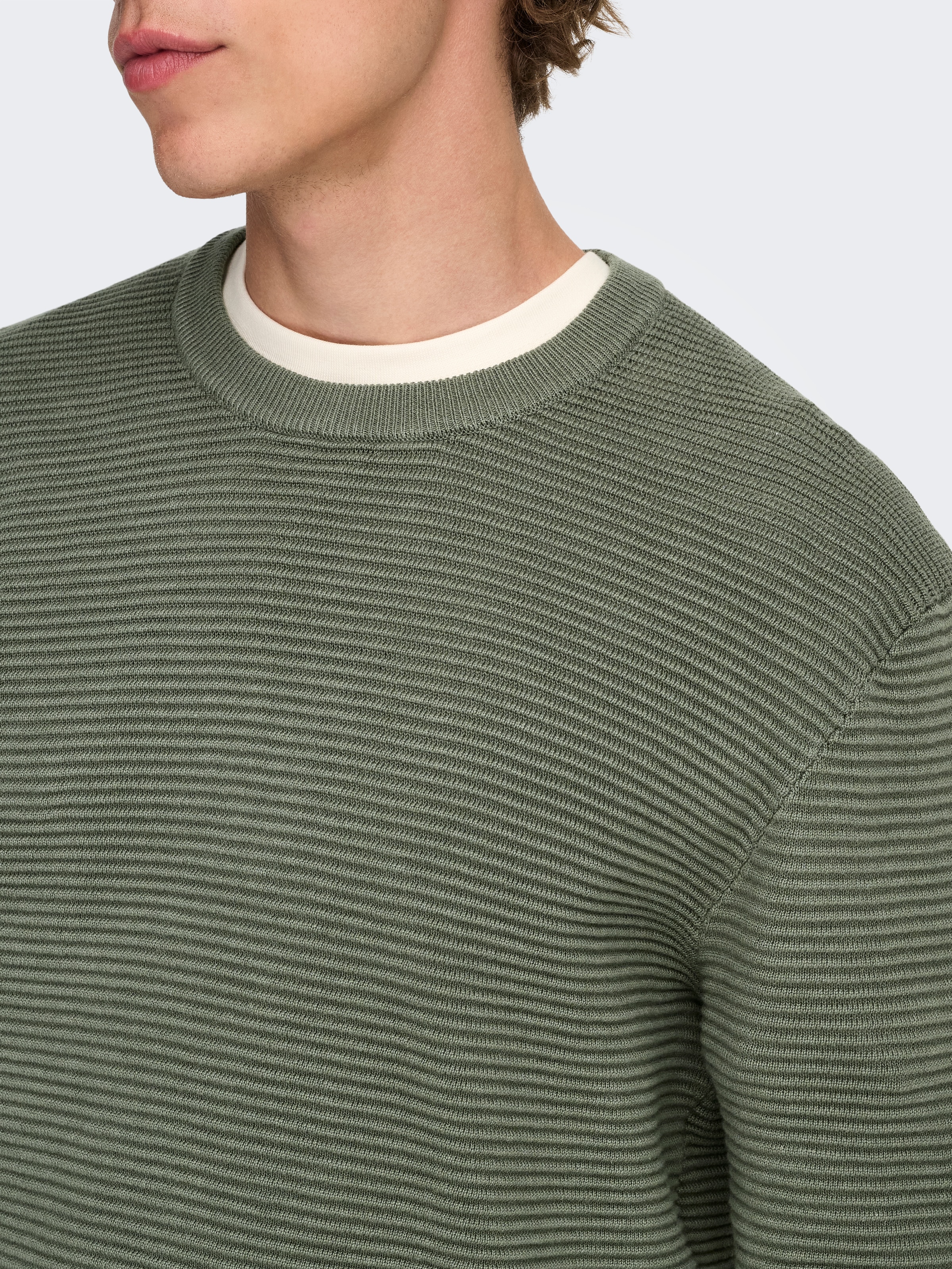 ONLY & SONS Rundhalspullover »ONSRON REG LS CREW NECK KNIT NOOS« Baumwolle, regular fit
