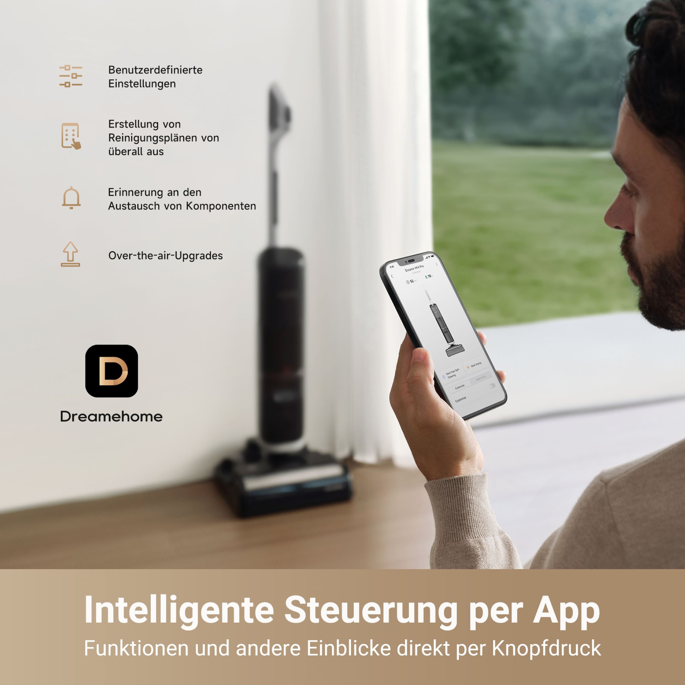 Dreame Nass-Trocken-Sauger »Dreame H14 Pro mit 18.000 Pa Saugkraft«, Flexible und gründliche 180° Reinigung, schnelle Trocknung der Bürste