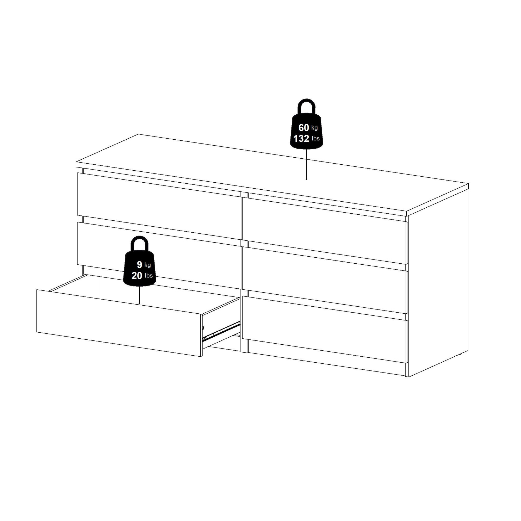 INOSIGN Kommode »Naia, Aufbewahrung, 6 Schubladen, Hochglanz-Optik, grifflose Front« Modern, skandinavisches Design, in mehrere Farben, Metallgleiter
