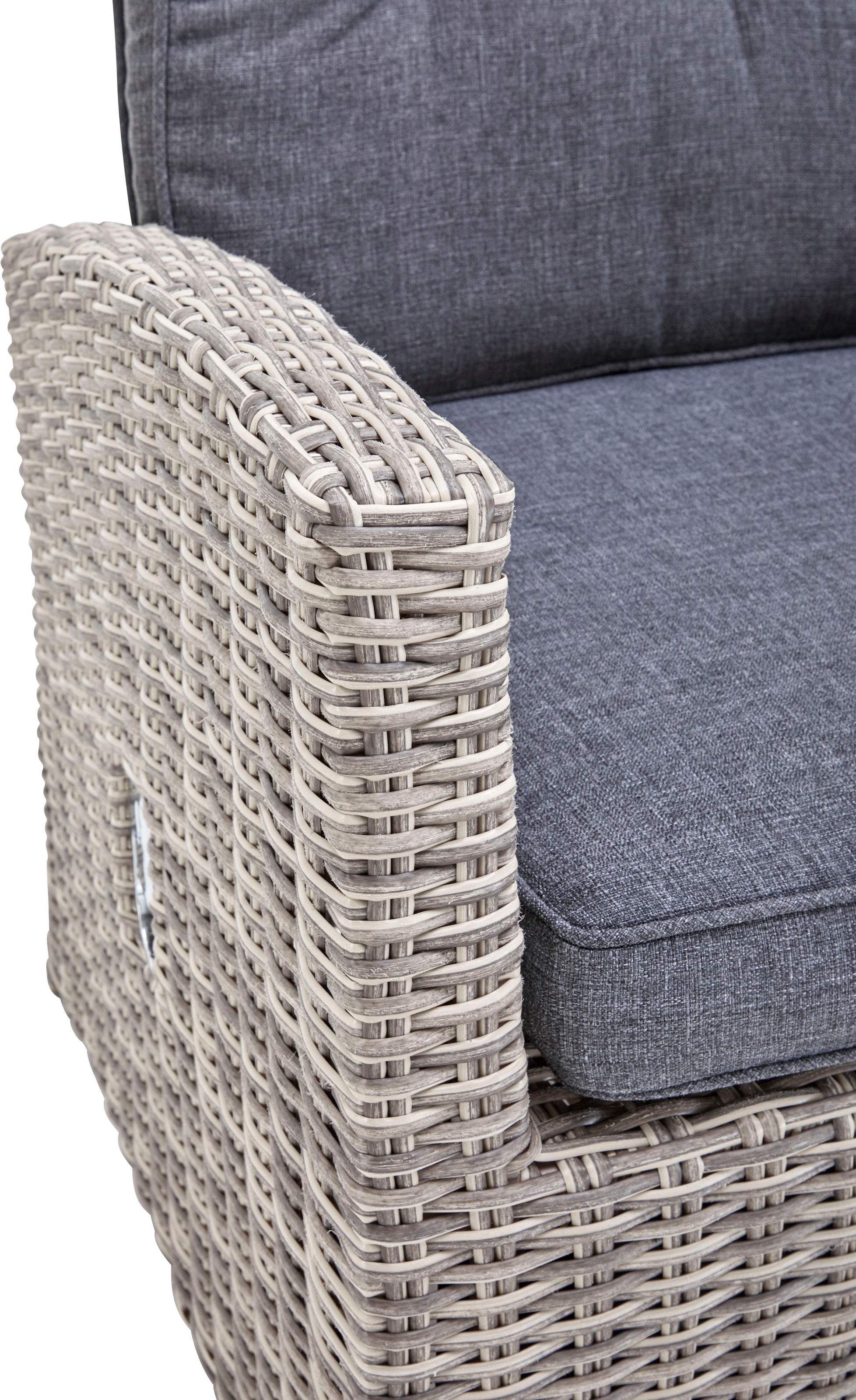 KONIFERA Garten-Essgruppe »Monaco«, (Set, 27 tlg., 6x Sessel, 4x Hocker, 1x AZ-Tisch 200-366x100x75,5 cm, inkl. Auflagen), für 10 Personen Aluminium, Polyrattan, Rückenlehne verstellbar
