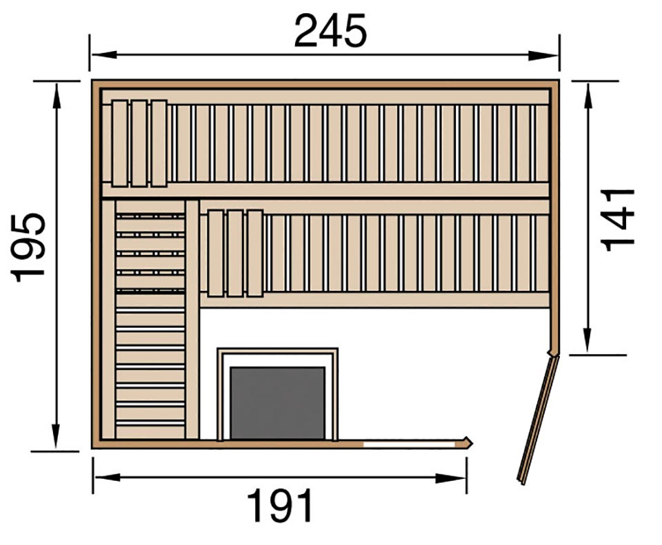 weka Sauna »Cubilis« Set,  7,5 kW-Ofen mit digitaler Steuerung