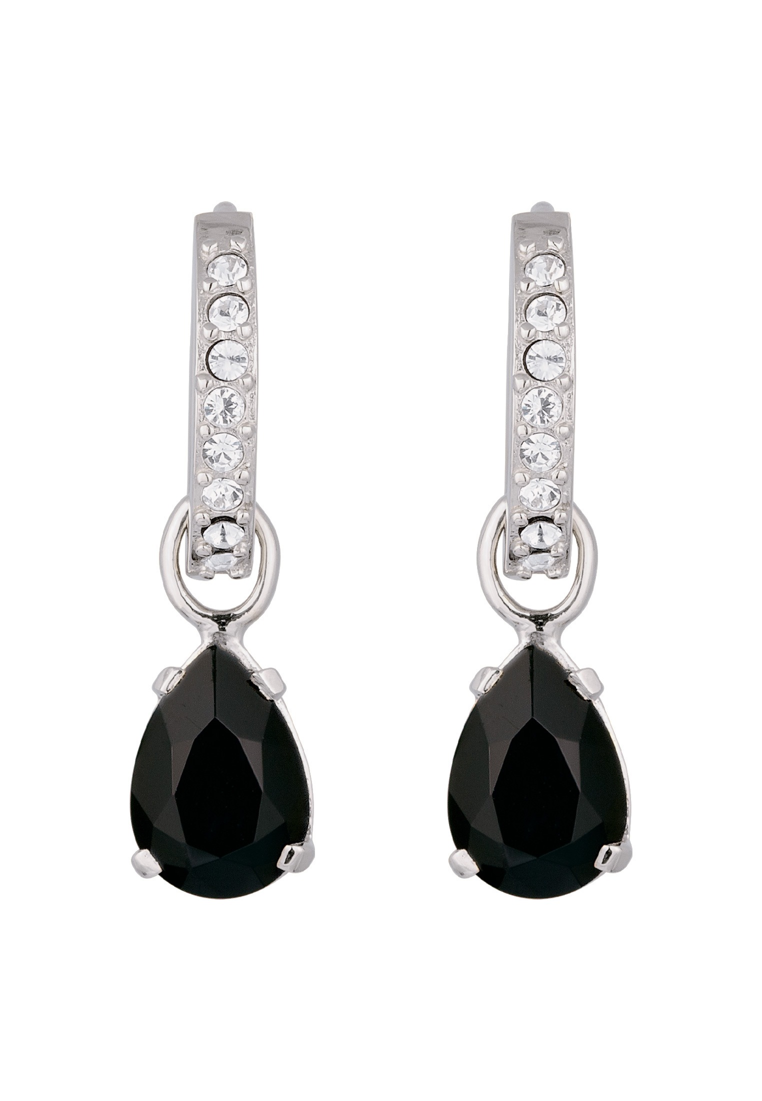 Elli Paar Creolen »Ohrringe Creolen Tropfen Schwarz 925 Sterling Silber, mit Kristallen von Swarovski®«