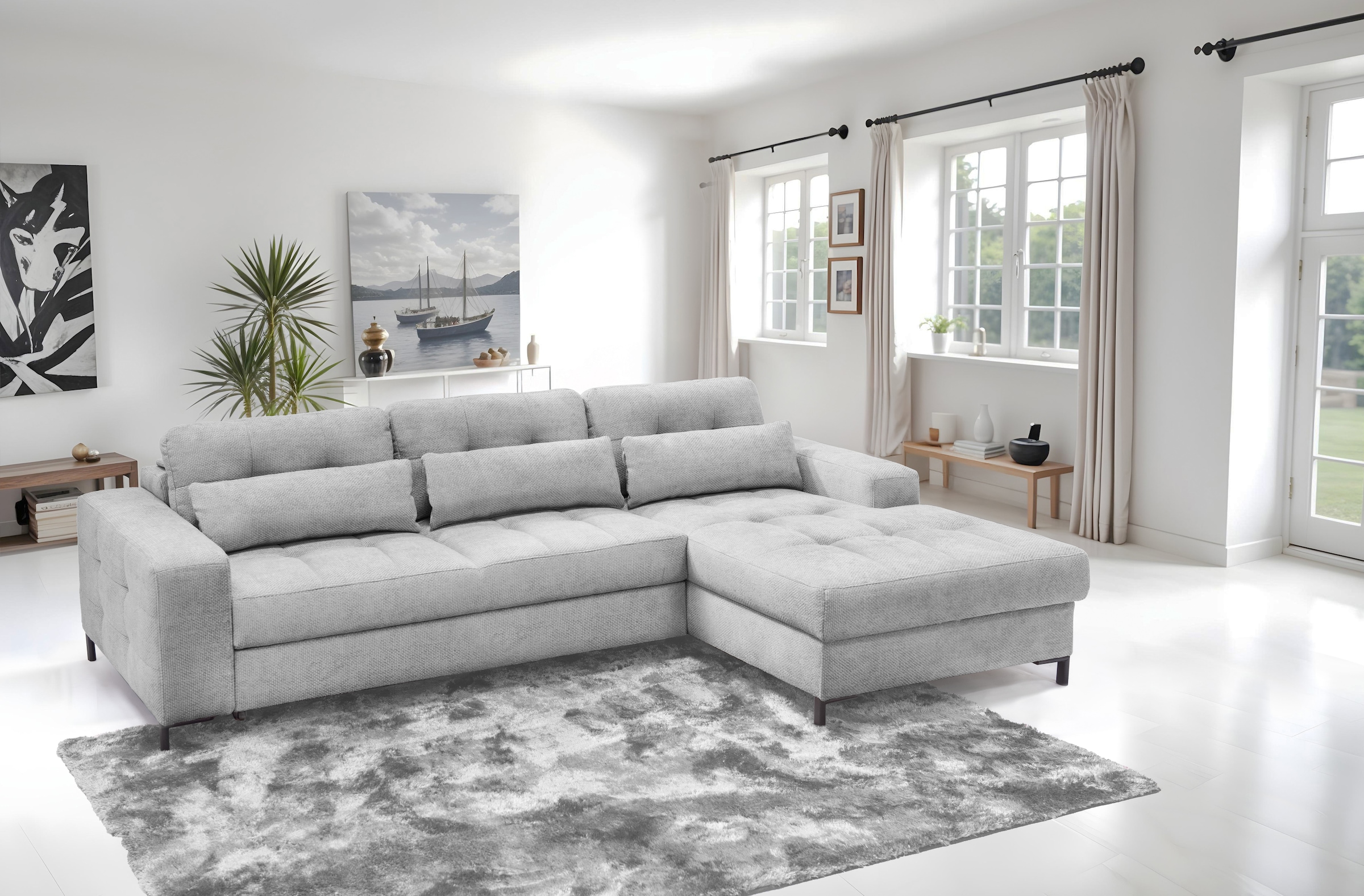 exxpo - sofa fashion Ecksofa »Bonito, mit Rücken- und Sitztiefenverstellung, inkl. Bett & Bettkasten«, Sitztiefenverstellung,Höhenverstellung