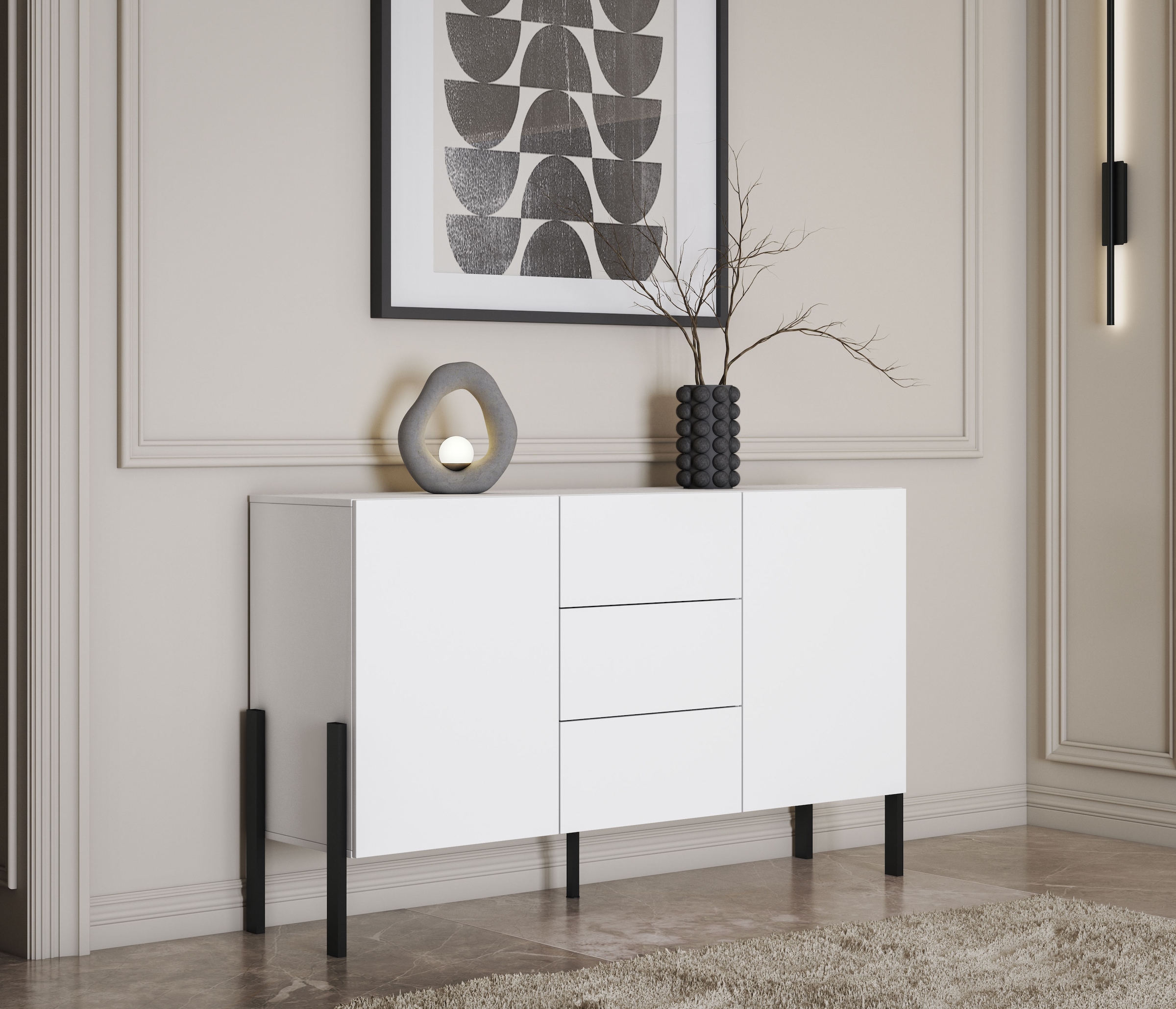 INOSIGN Sideboard »Jukon, Breite 150 bzw.180 cm, moderne grifflose Kommode«, Schubladenschrank 2 Türen/3 Schubkästen, push-to-open-Funktion