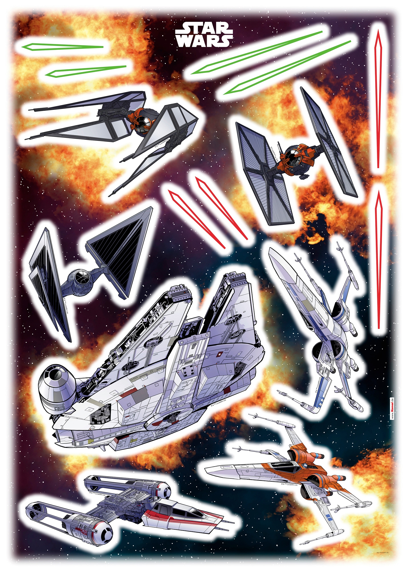 Wandtattoo »Star Wars Spaceship«, (15 St.), 50x70 cm (Breite x Höhe), selbstklebendes...