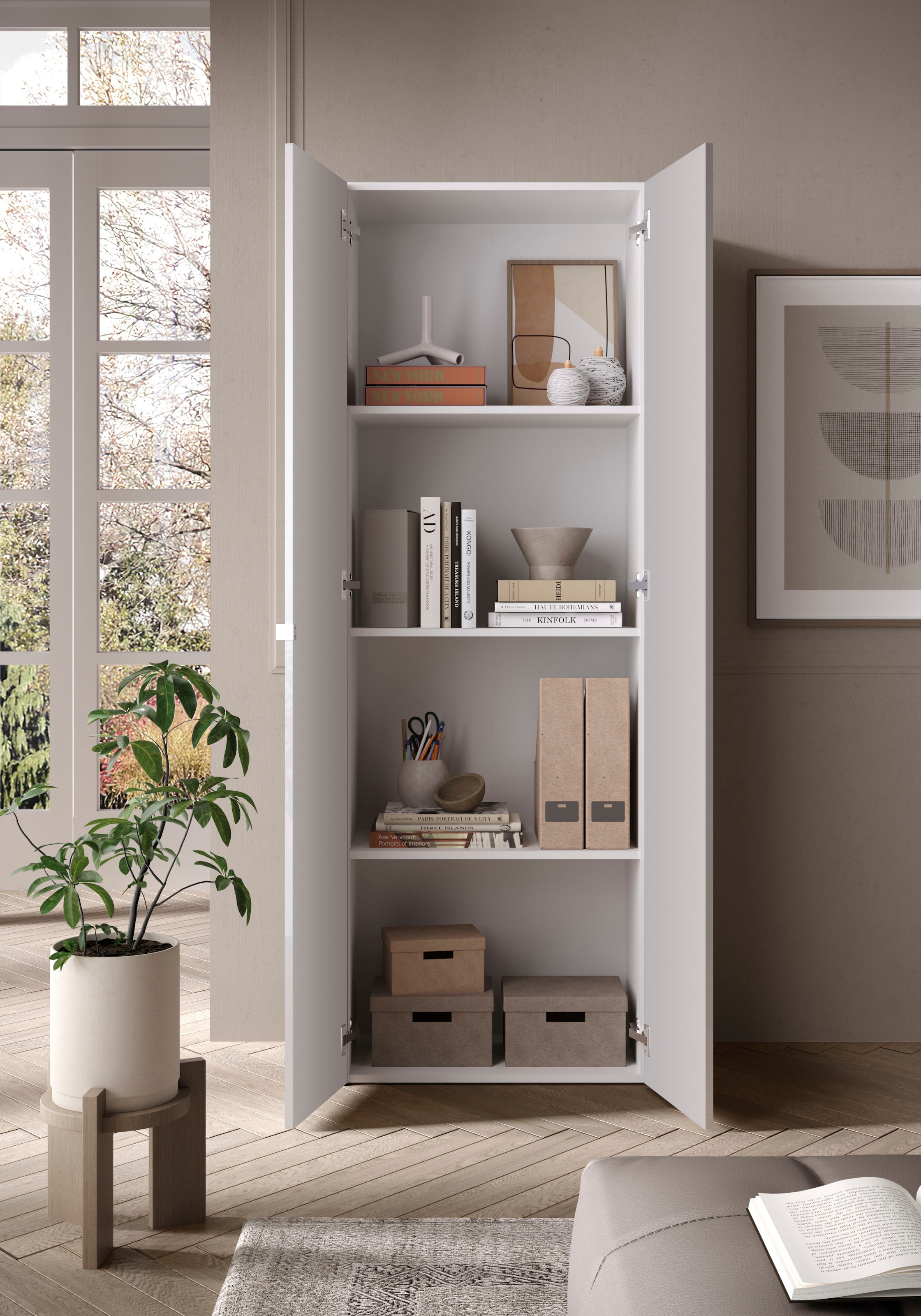 INOSIGN Aktenschrank »Basic, Büroschrank mit 2 Türen (innen 3 Einlegeböden),«, hoher Mehrzweckschrank in verschiedenen Farben, B 63 x H 184 cm