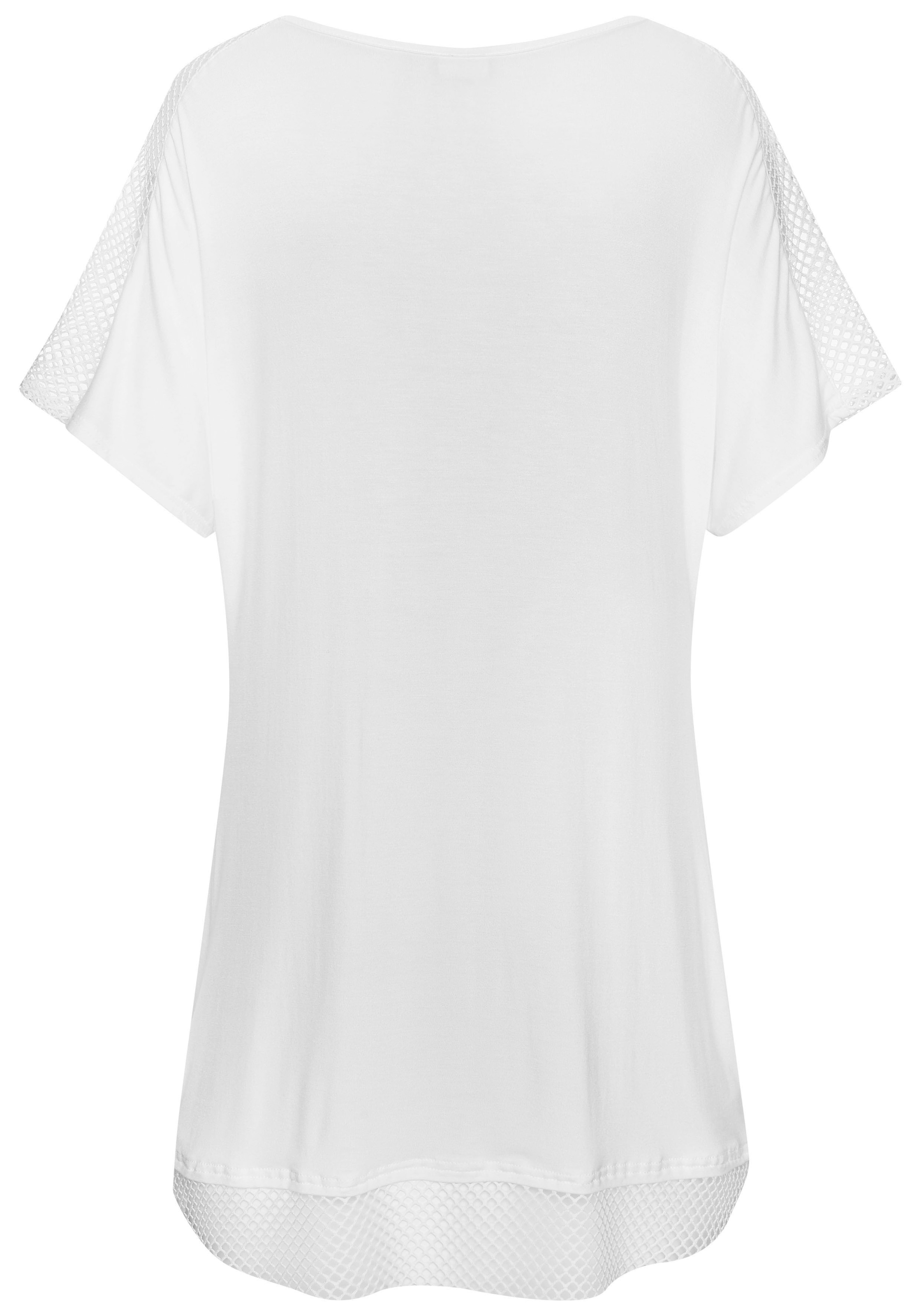 LASCANA Longshirt, mit Mesheinsätzen, Shirtkleid, Strandkleid, lockere Passform