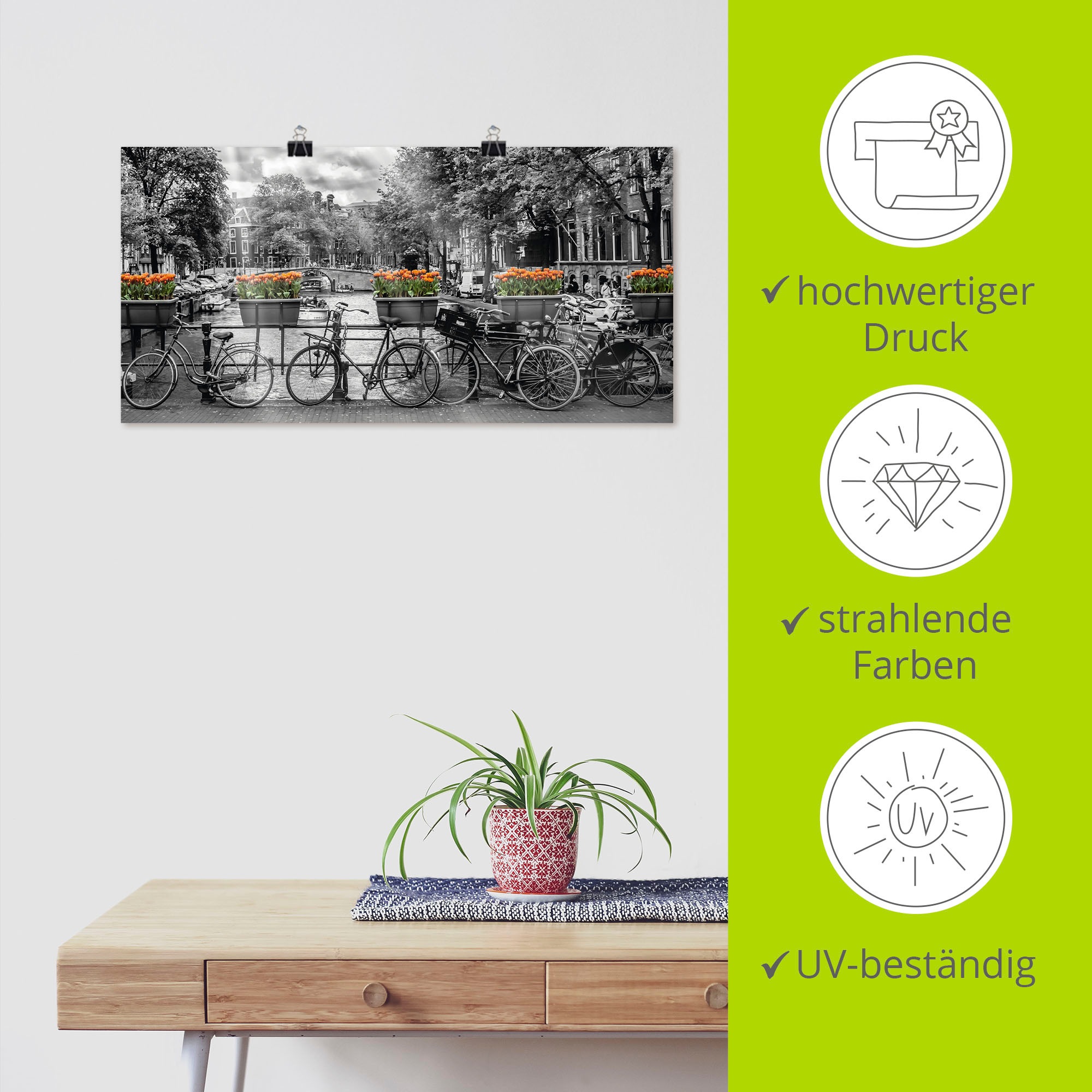 Artland Wandbild »Amsterdam Herengracht I«, Fahrräder, (1 St.), als Leinwandbild, Poster, Wandaufkleber in verschied. Größen