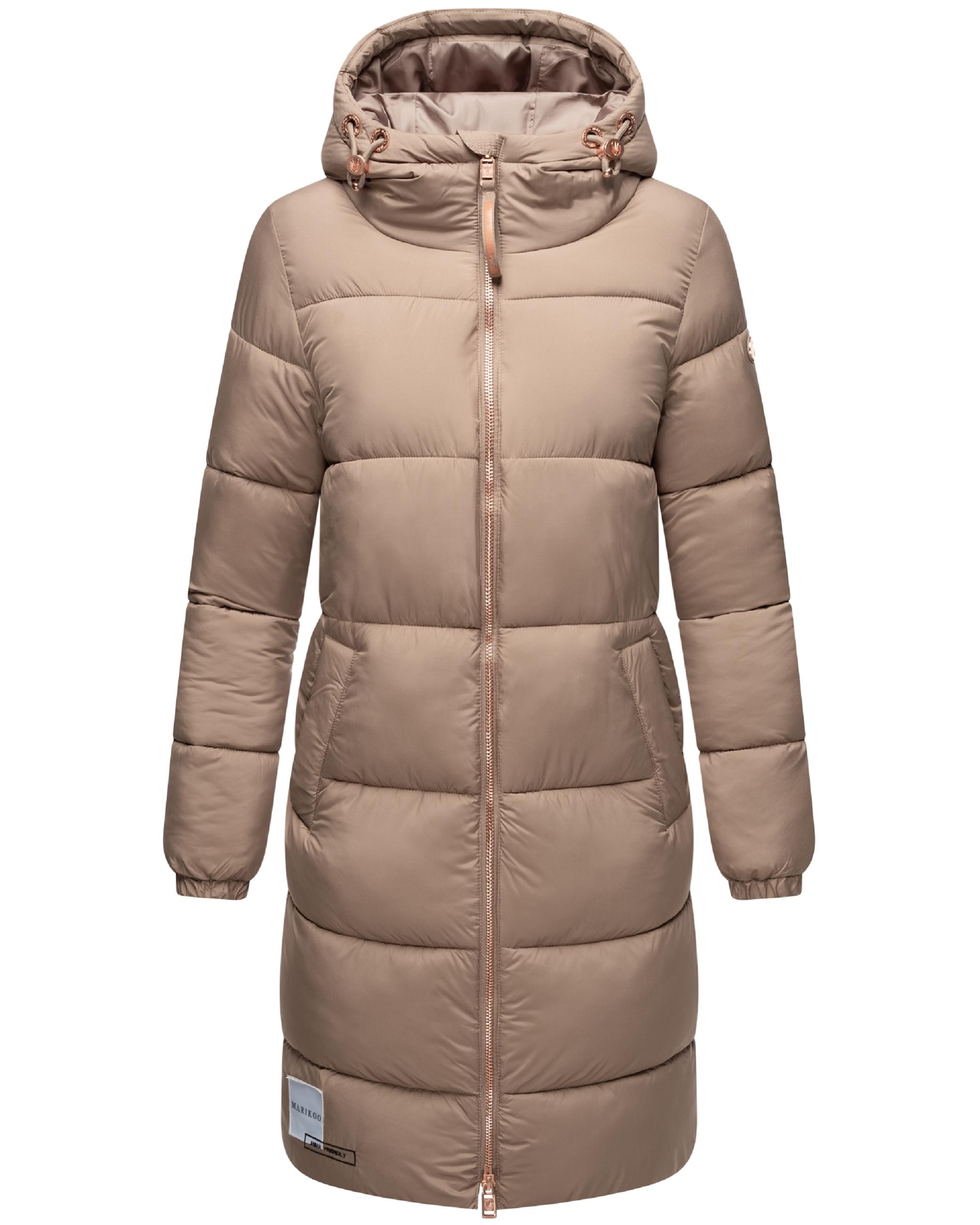 Marikoo Steppmantel »Steppmantel Nomadiaa 16«, Damen Wintermantel mit roséfarbenen Applikationen