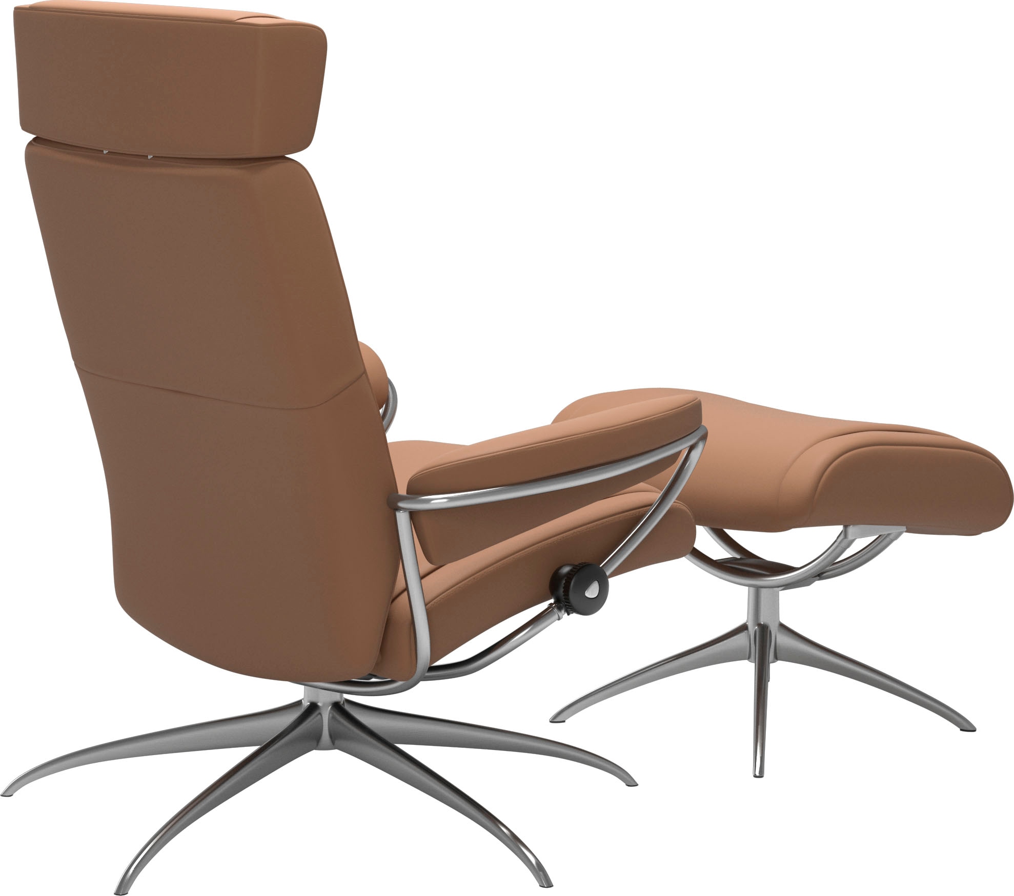Stressless® Relaxsessel »Paris« Set, Relaxsessel mit Hocker,  mit Hocker, Low Back mit Kopfstütze, mit Star Base, Gestell Chrom