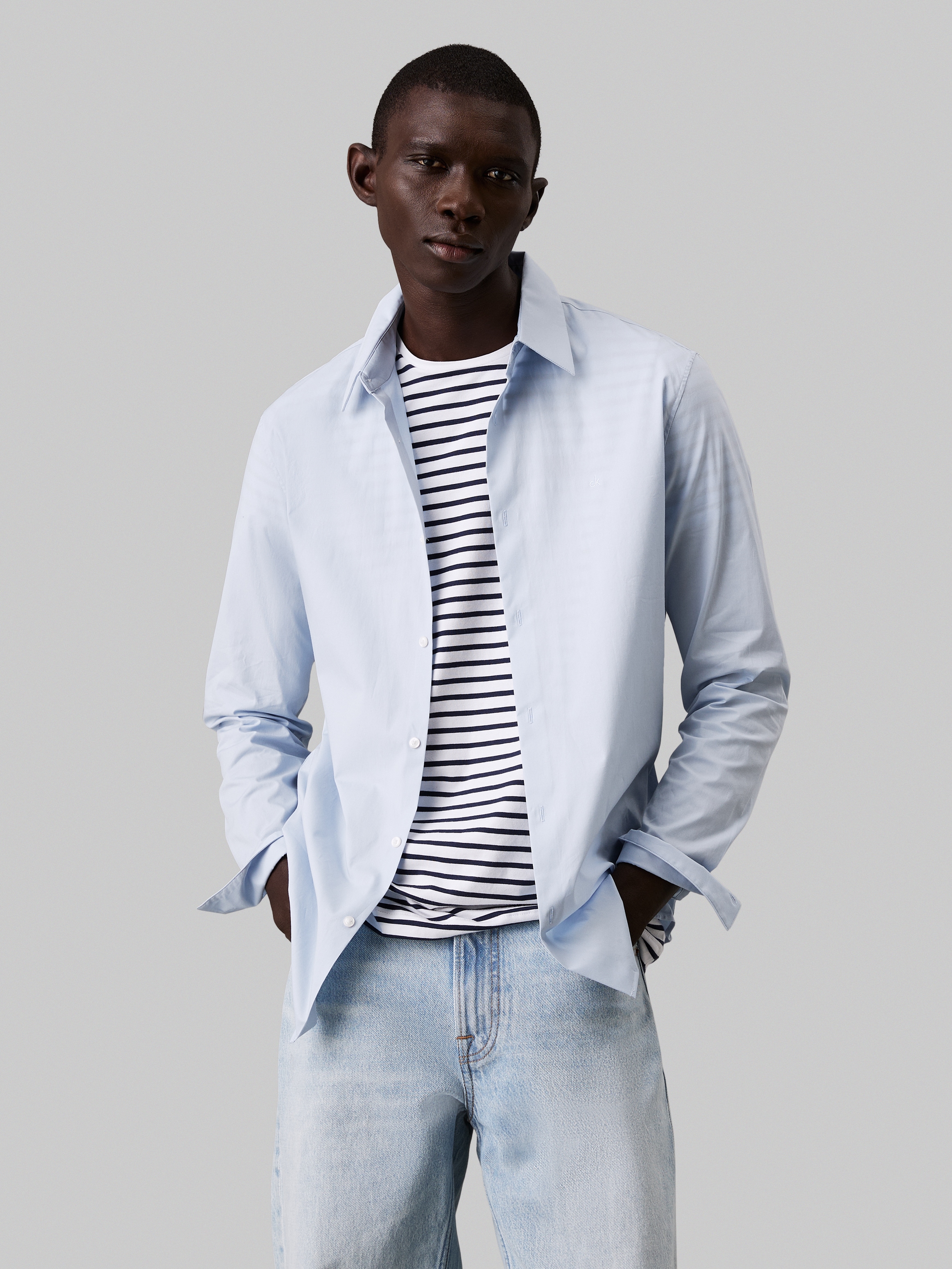 Calvin Klein Langarmhemd »LONG SLEEVE SOLID STRETCH SLIM SHIRT«, in Unifarbe