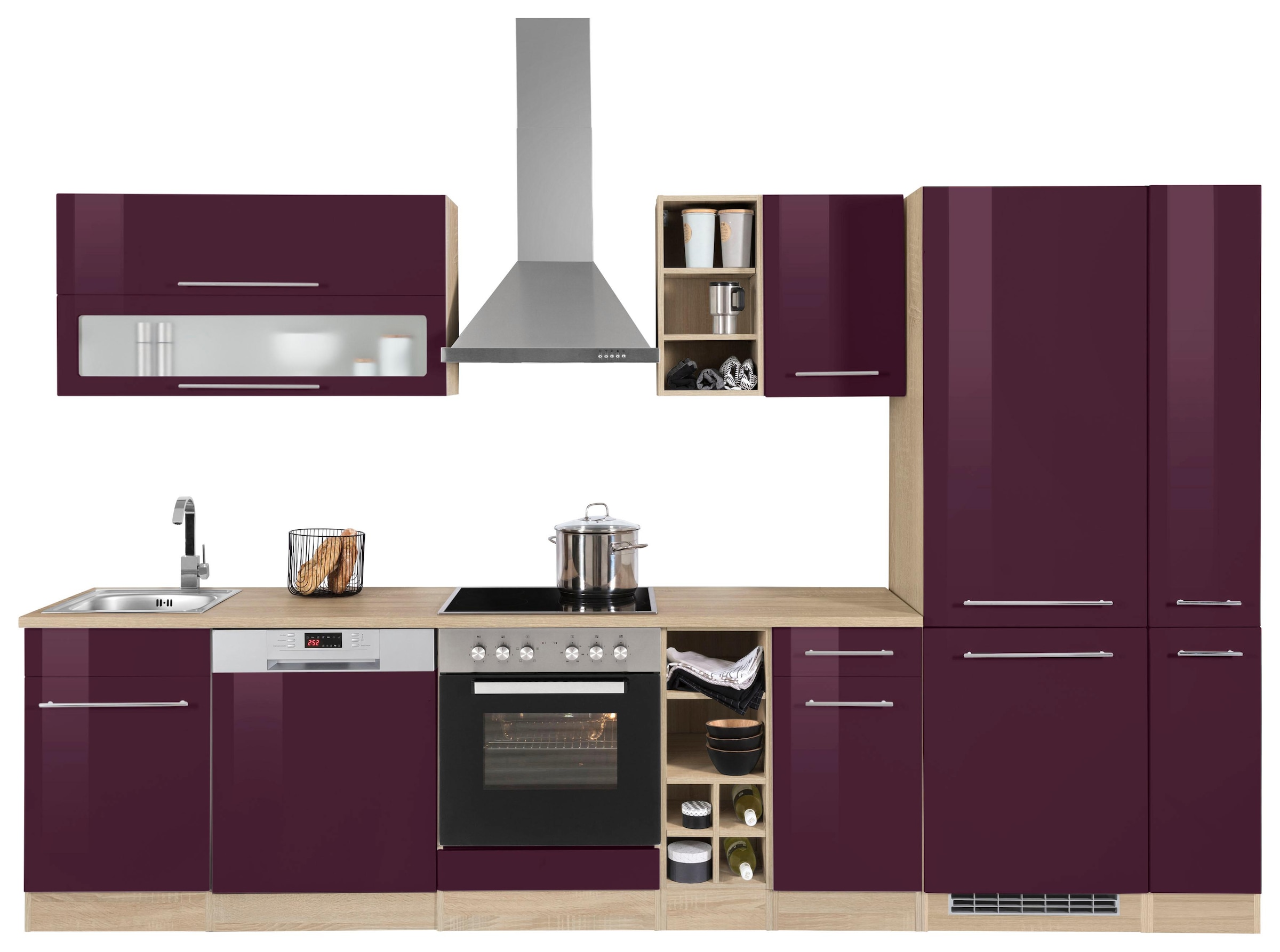 KOCHSTATION Küchenzeile »KS-Eton« mit E-Geräten, Breite 330 cm