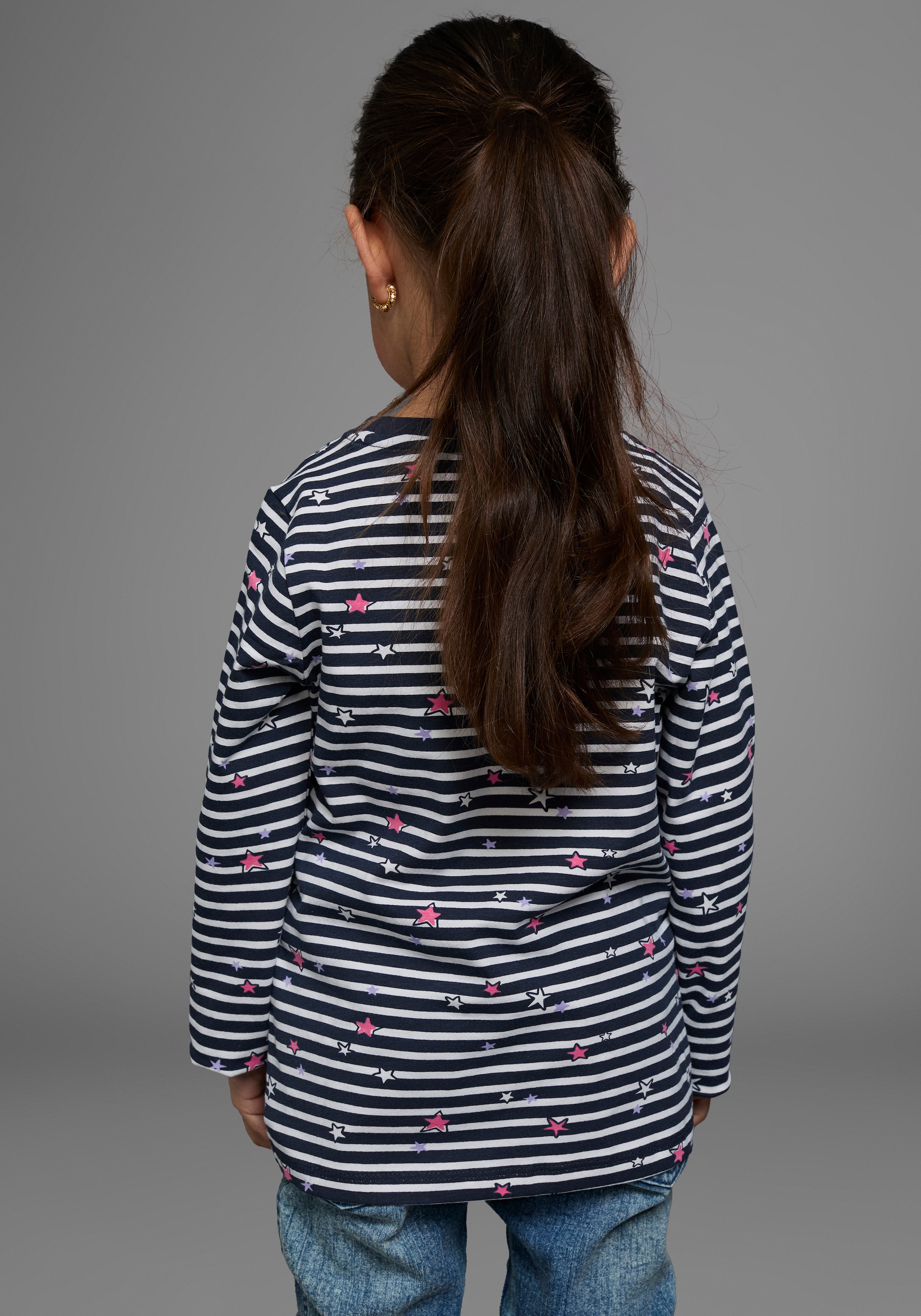 KIDSWORLD Langarmshirt »Vollzeit Prinzessin«, Langarm, Basic-Passform, mit Sternmuster, Rundhalsausschnitt