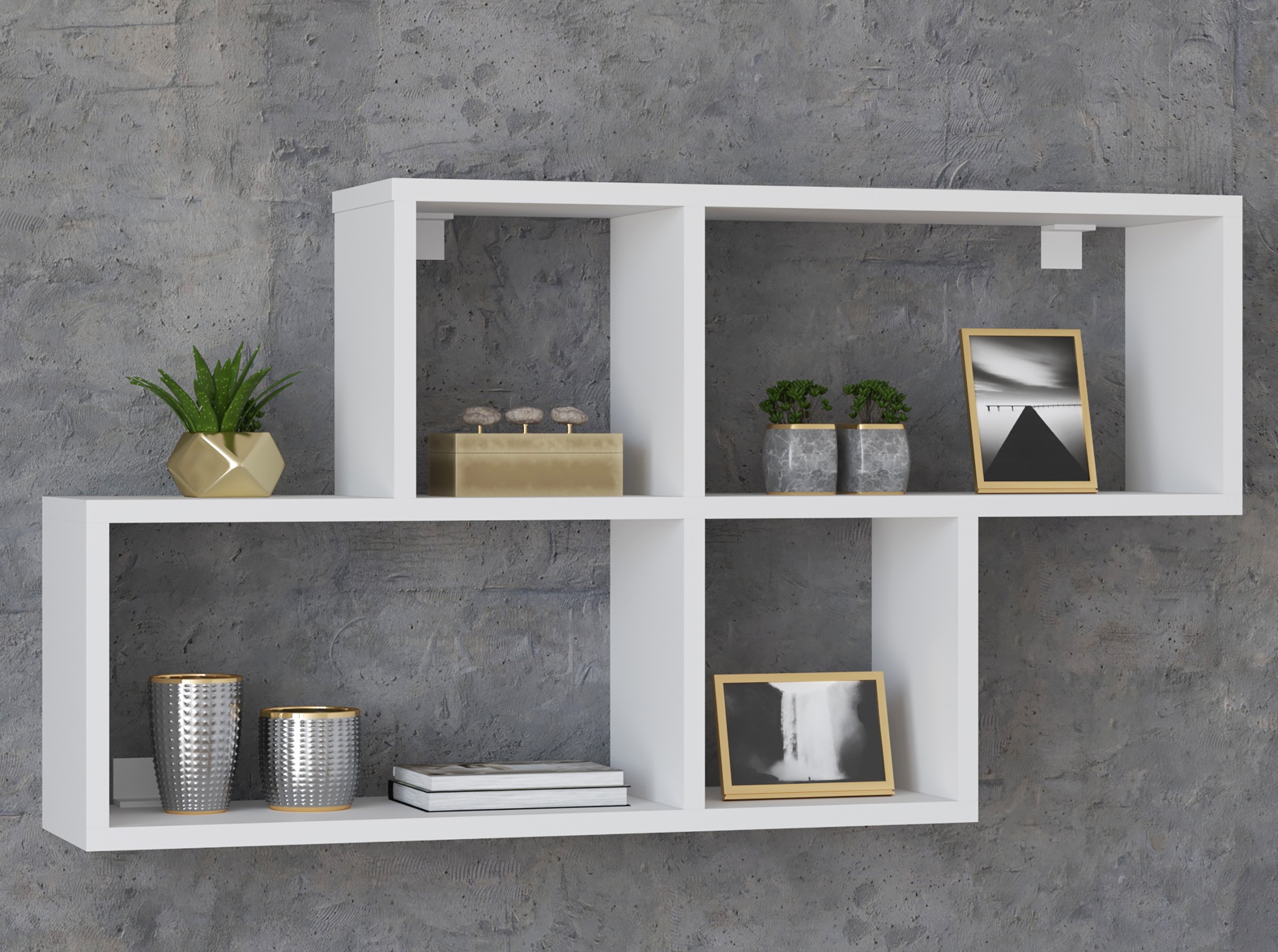 VCM Wandregal »VCM Holzregal hängend | platzsparendes Regal | Maße: H. 53 x B. 100 x T. 20 cm| Elegantes Regal hängend | Aufbewahrungsregal | Bücherregal | Wandboard - Lusas«