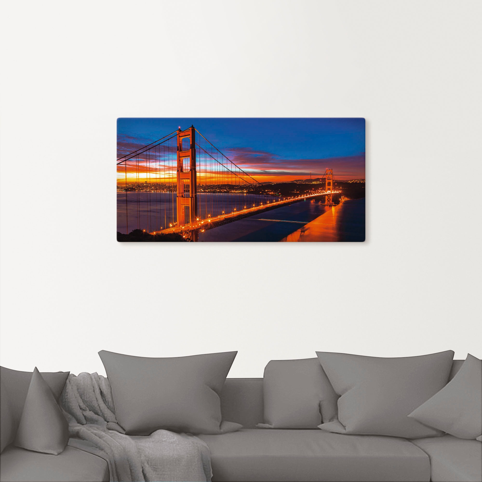 Artland Wandbild »The Golden Gate Bridge am frühen Morgen«, Brücken, (1 St.), als Leinwandbild, Wandaufkleber in verschied. Größen
