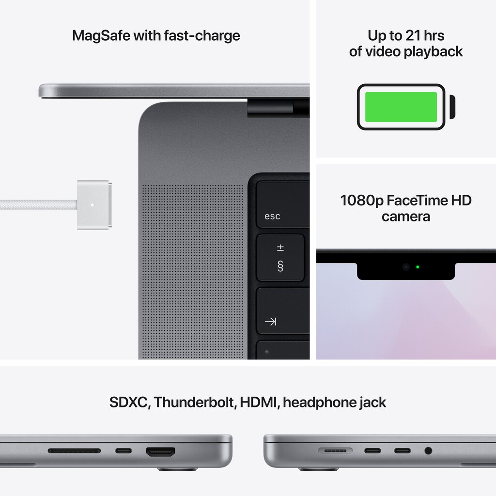 Apple Notebook »MacBook Pro16 MK193 (2021)16,2", mit Apple M1 Chip, 4K Retina,16GB RAM«, (41,05 cm/16,2 Zoll), Apple, M1 Pro, 1000 GB SSD