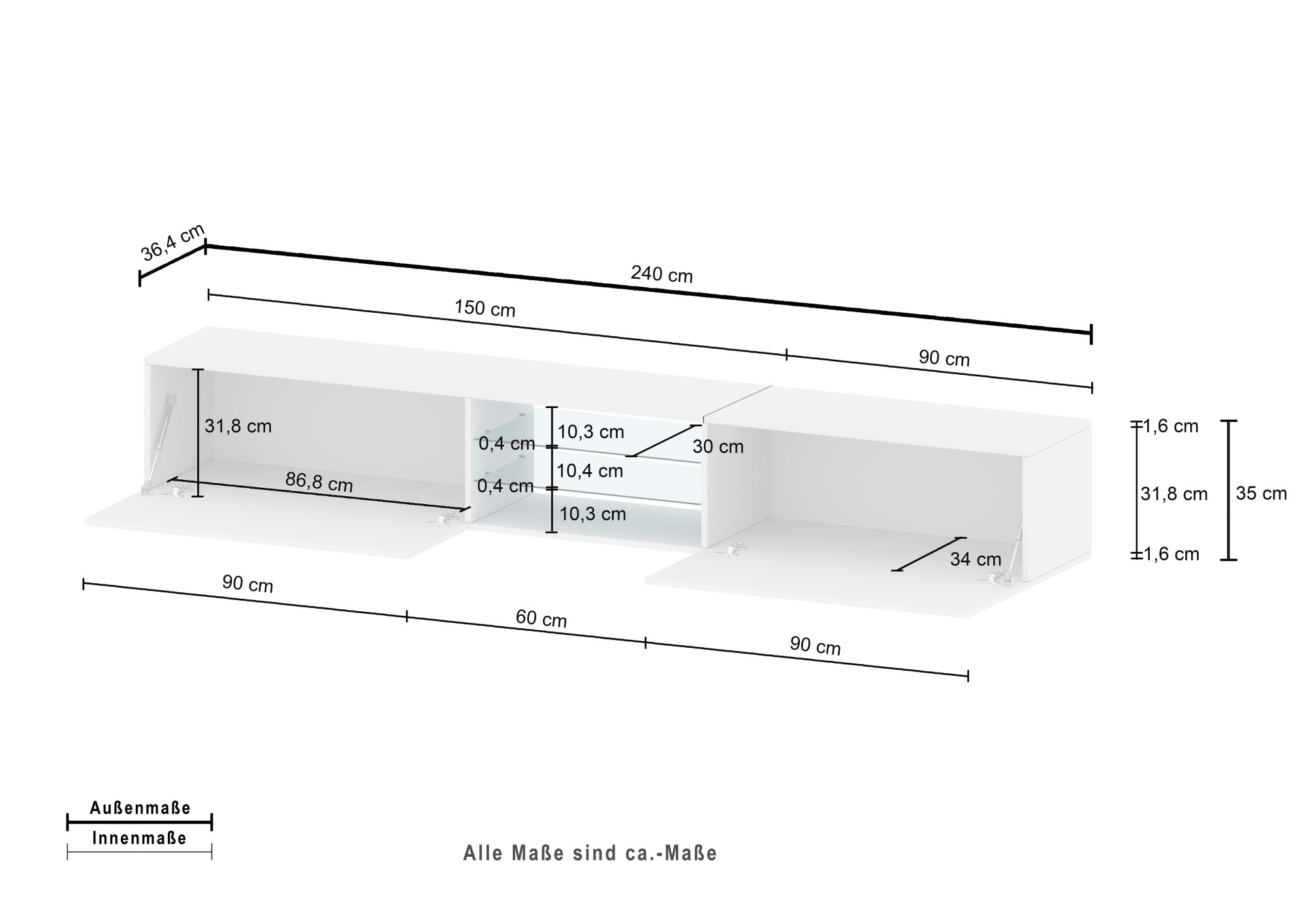 INOSIGN Lowboard »Egypt«, Breite ca. 240 cm