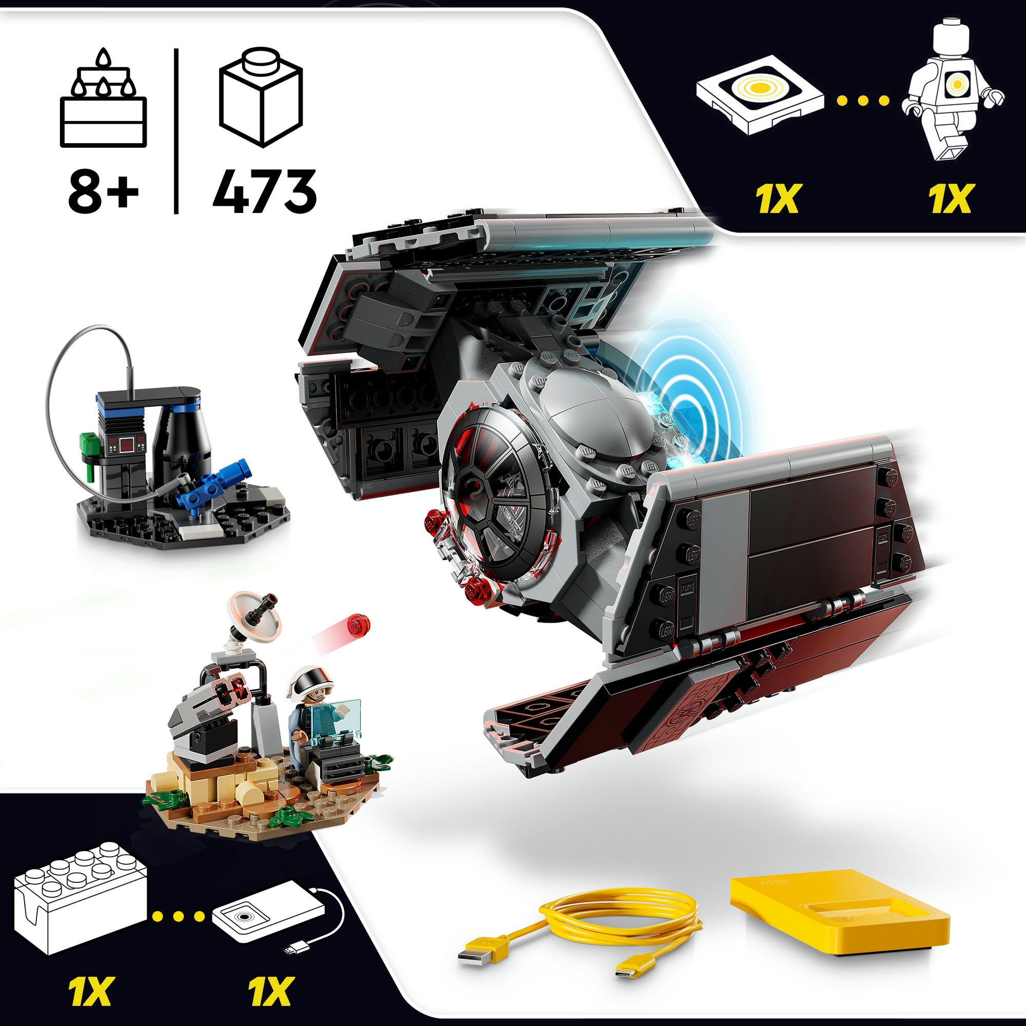 LEGO® Konstruktionsspielsteine »SMART Play: Darth Vaders TIE Fighter (75421), LEGO Star Wars™« inklusive SMART Brick; mit Licht- und Soundeffekten