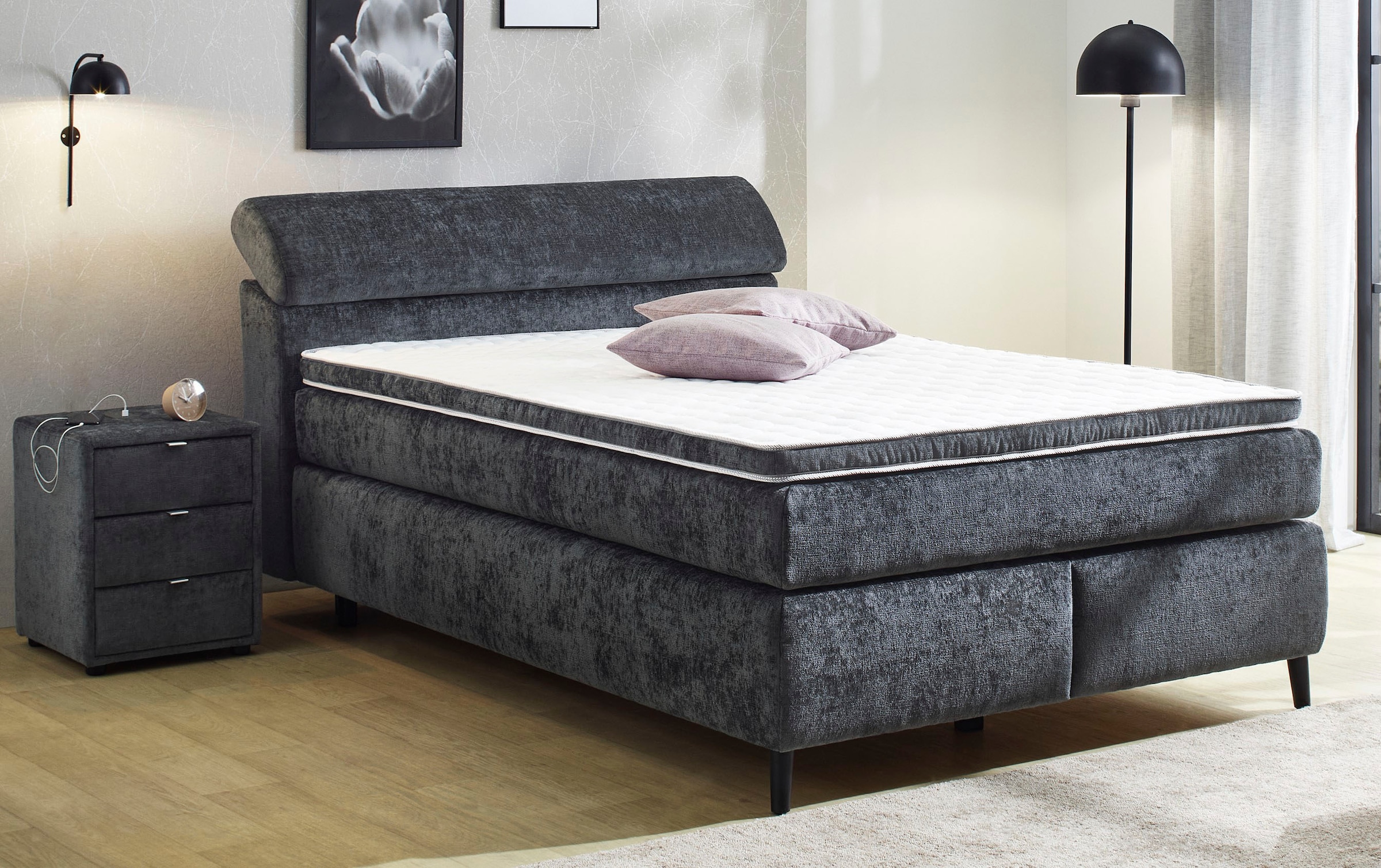 Jockenhöfer Gruppe Boxspringbett »Diva, inkl. 7-Zonen-TTFK-Matratze« Kopfteil höhenverstellbar, KS-Topper