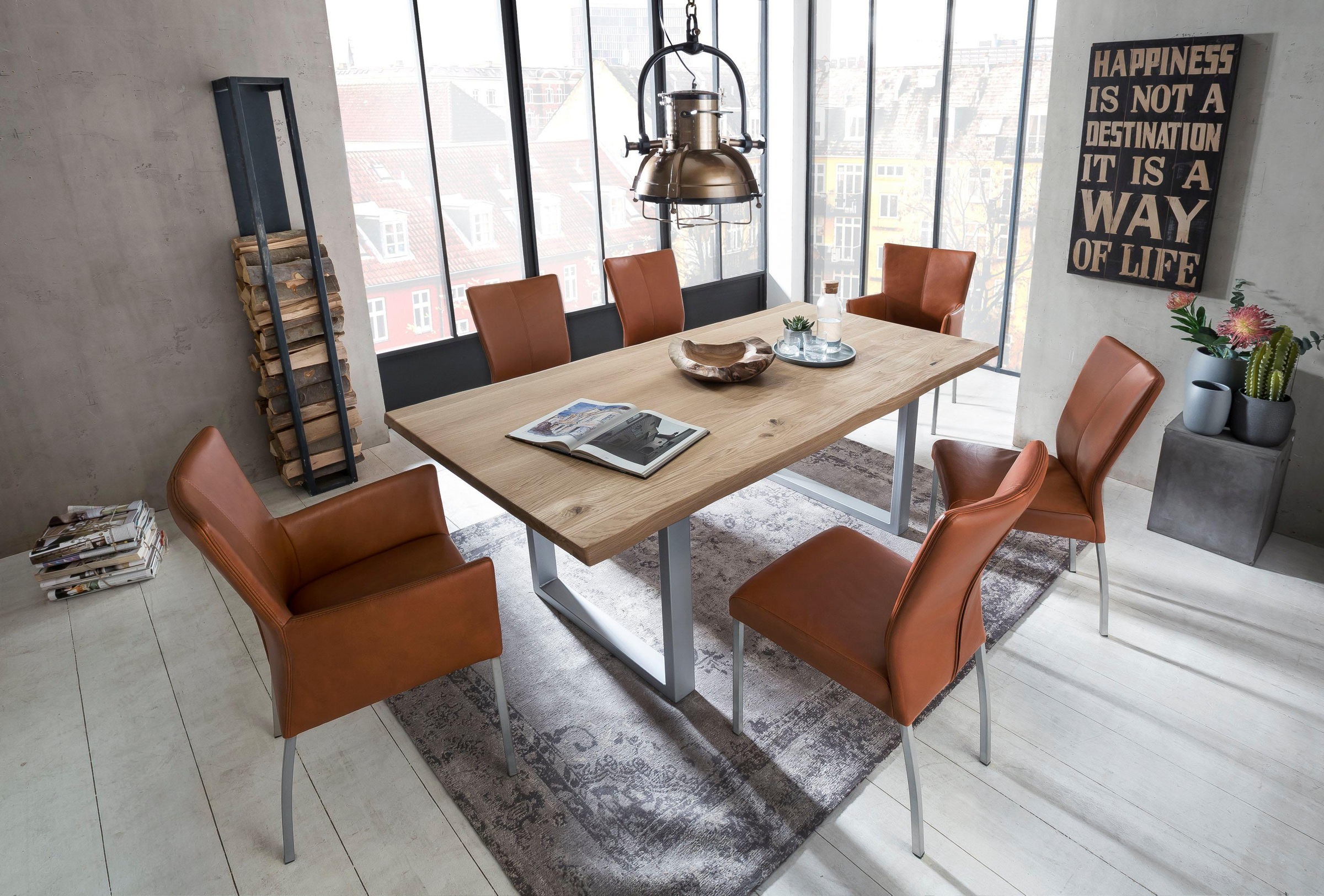 SIT Esstisch »Tops&Tables«, mit Tischplatte aus Wildeiche, mit Baumkante wie gewachsen, Vintage