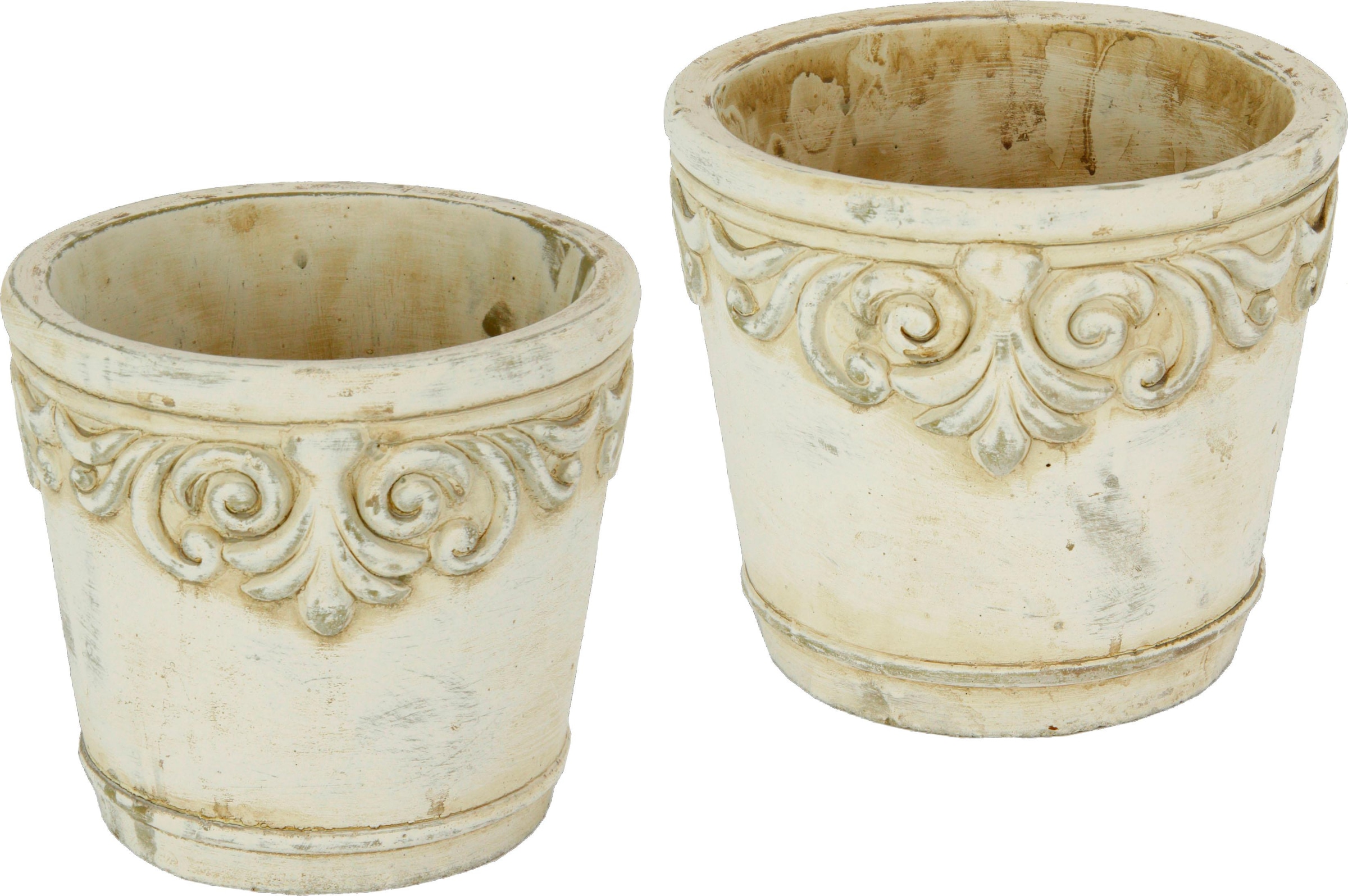 Übertopf, (Set, 2 St.), Keramikübertopf mit Ornamenten, Vase